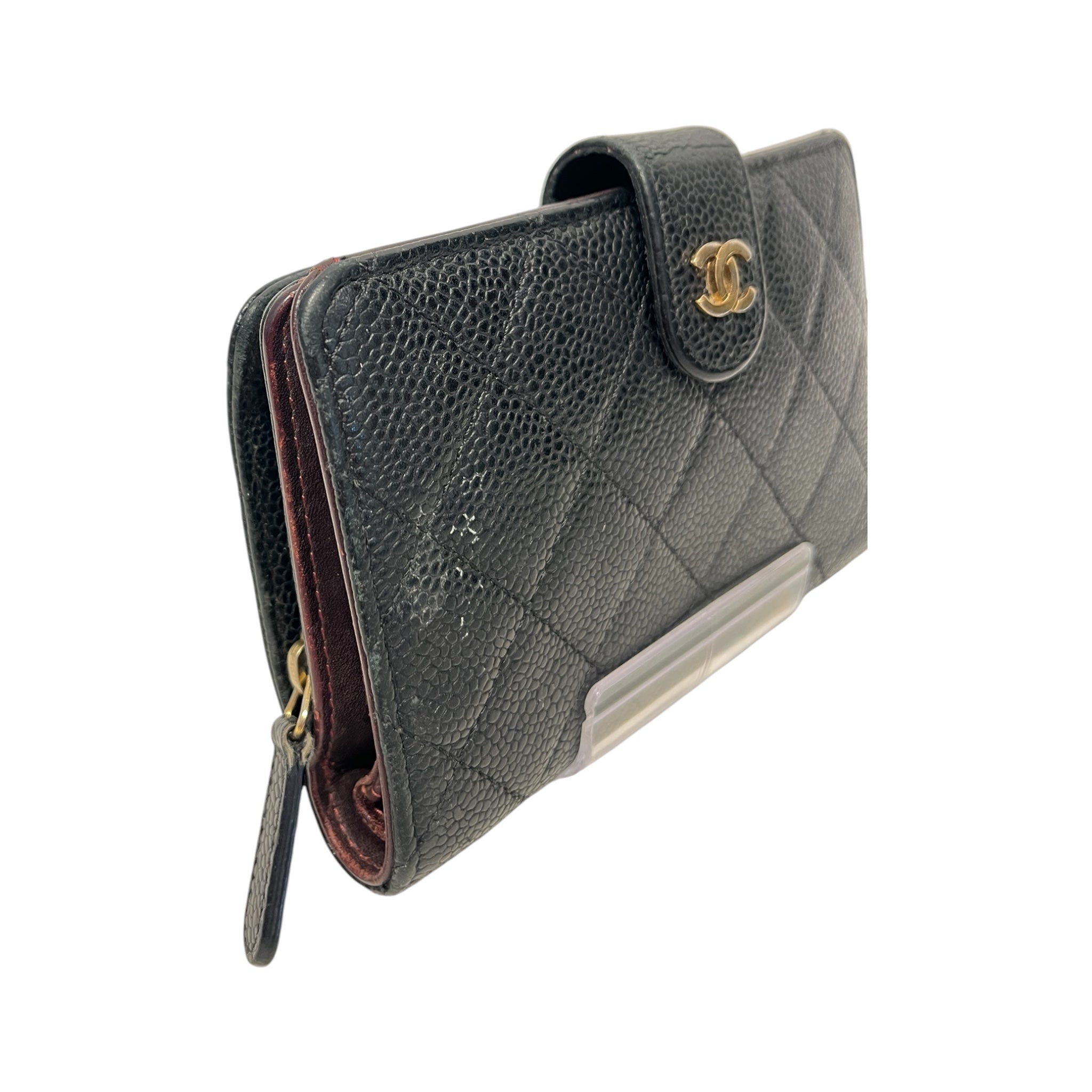 CHANEL/Trifold Wallet/Leather/BLK/L's/CAVIAR QUILTED ZIP POCKET view 7