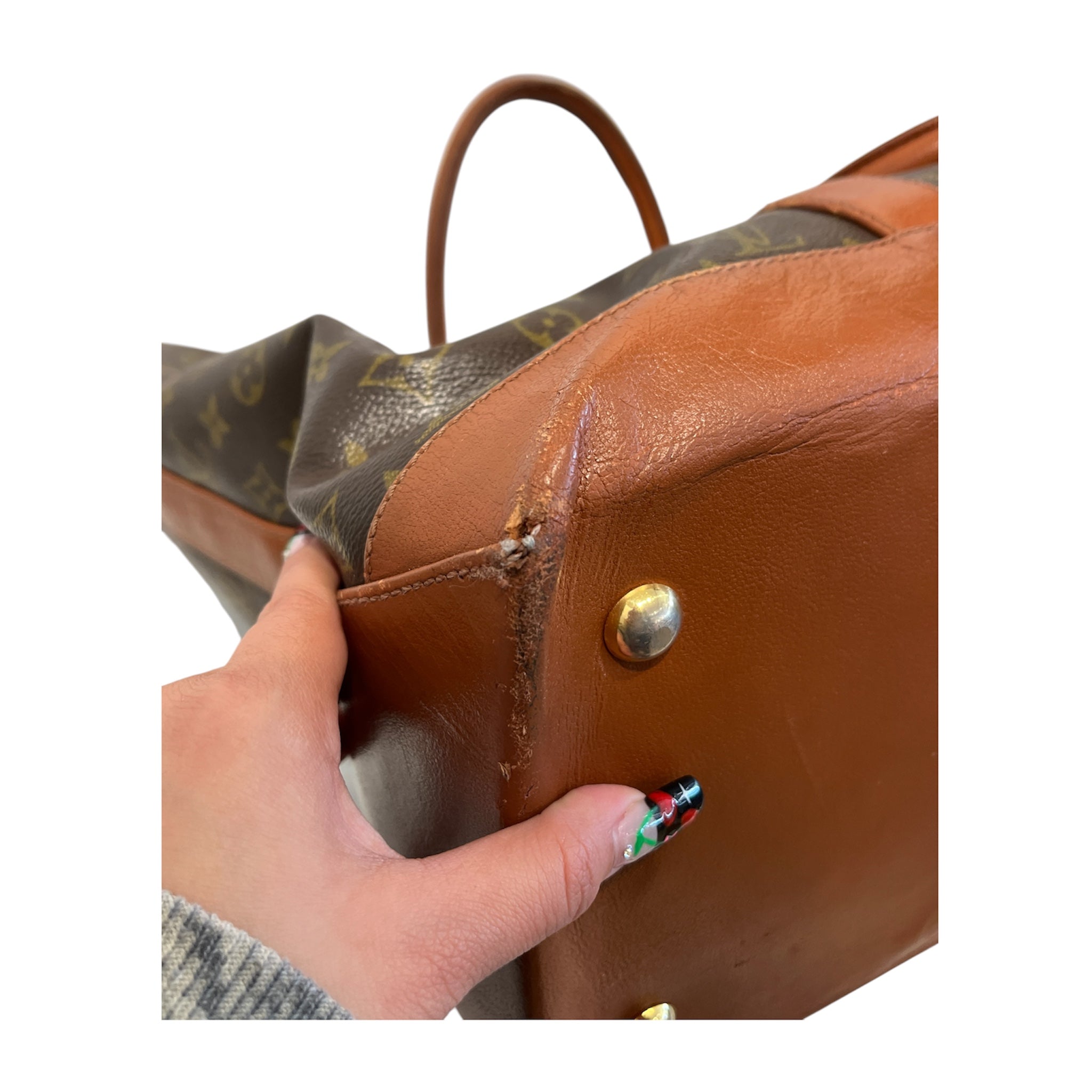 LOUIS VUITTON/Tote Bag/Monogram/Leather/BRW/Sac weekend PM/gold hardware view 12