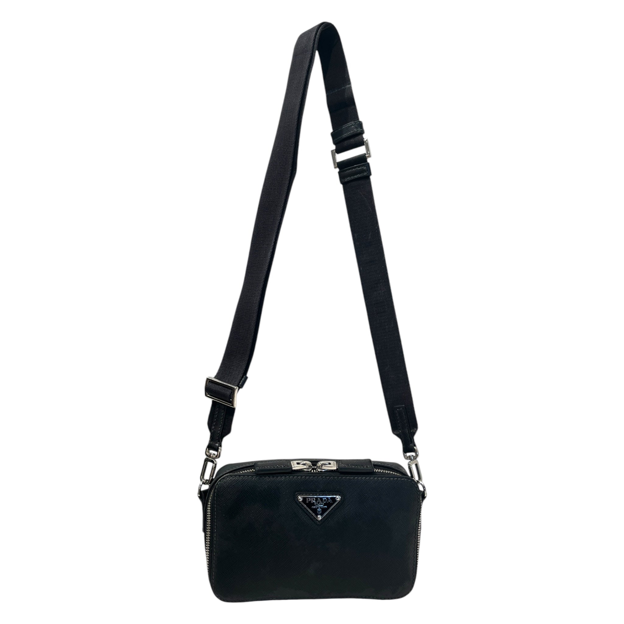 PRADA/Cross Body Bag/Leather/BLK/saffiano view 1