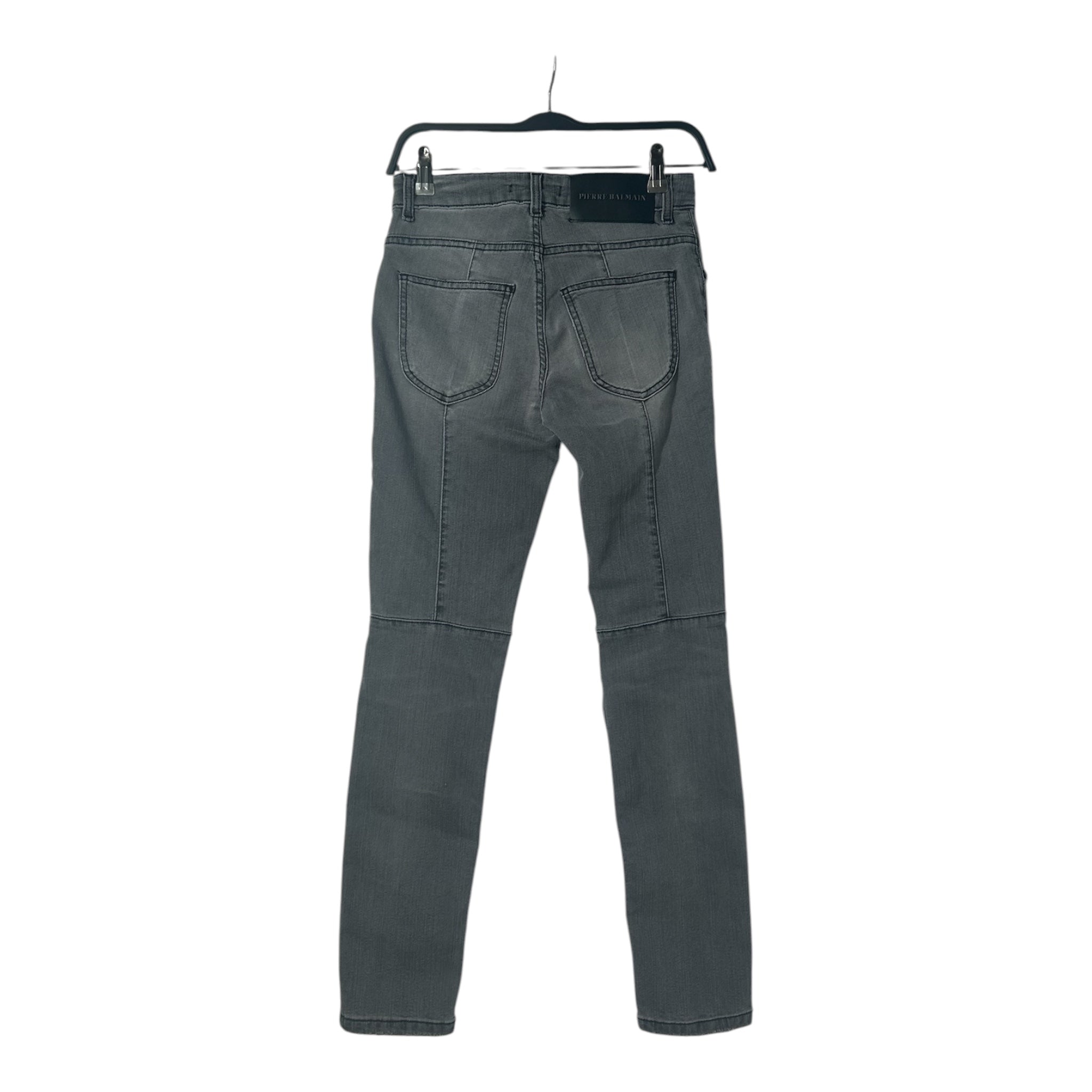 PIERRE BALMAIN/Skinny Pants/25/Denim/GRY/BLK STITCHING MOTO DBL KNEE view 2