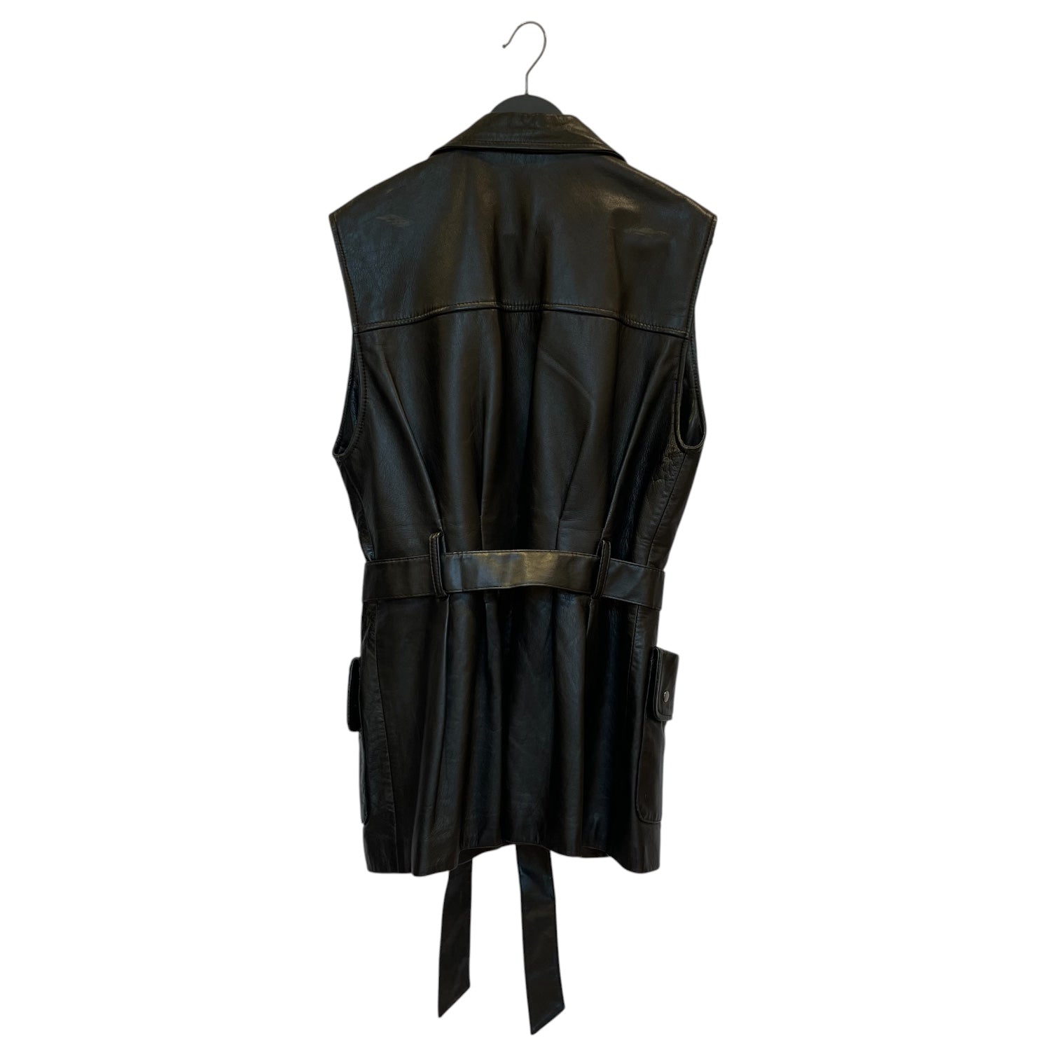 MICHAEL LAWRENCE /Vest/M/Leather/BLK/BELTED/4 BUTTONS view 2