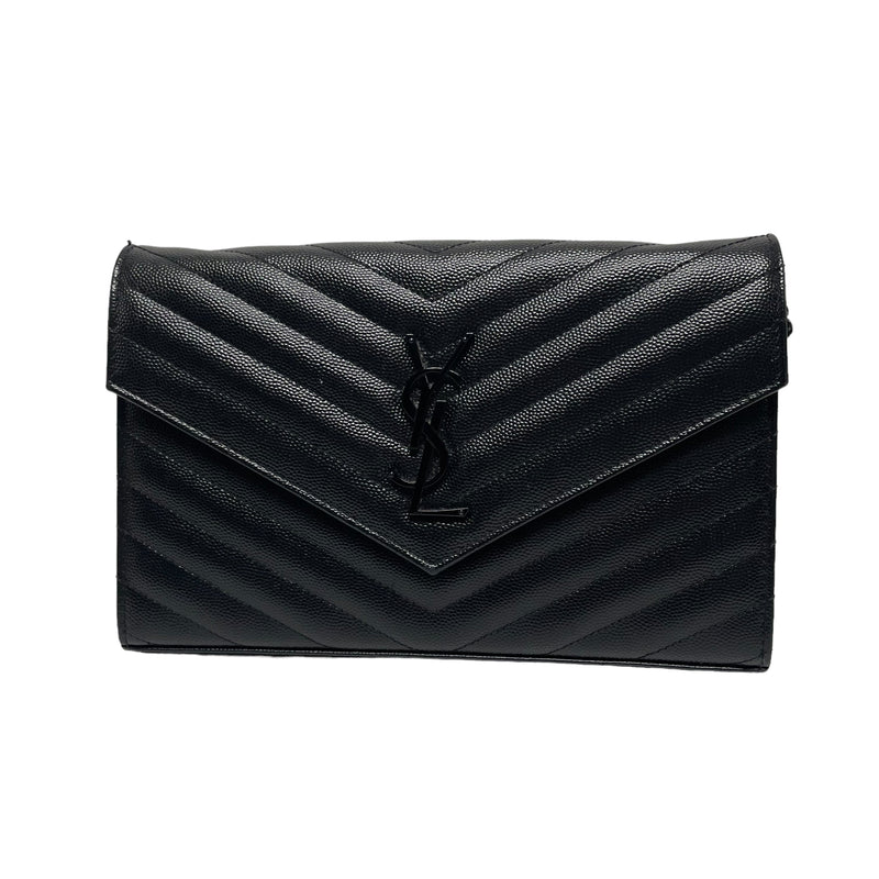 YVES SAINT LAURENT/Cross Body Bag/OS/Leather/BLK/QUILTED BLK/BLK PEBBLE LEATHER