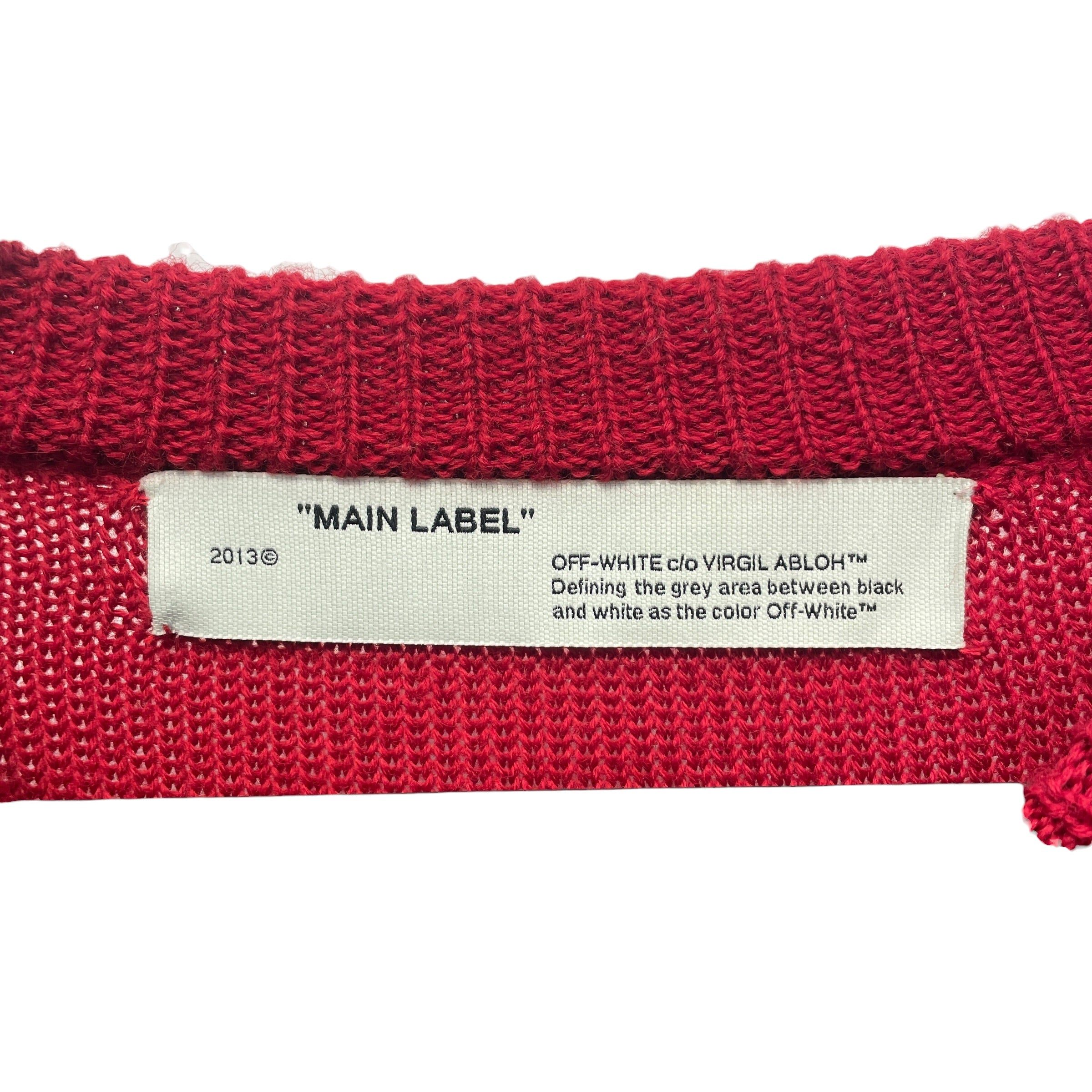 OFF-WHITE/Cardigan/XS/Wool/RED/OFF WHITE chest logo striped view 3