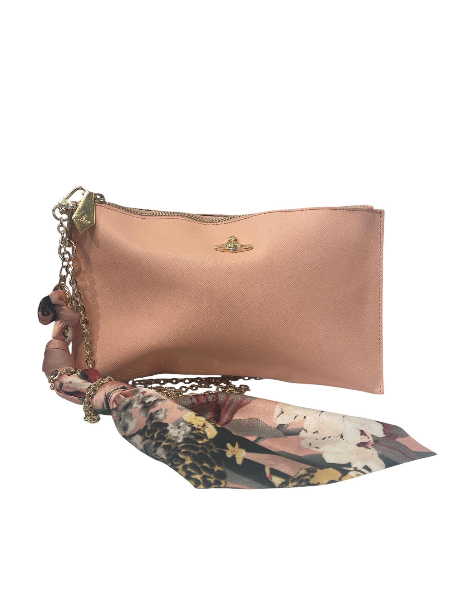 Vivienne Westwood/Cross Body Bag/Leather/PNK/scarf tied onto zip pull view 1