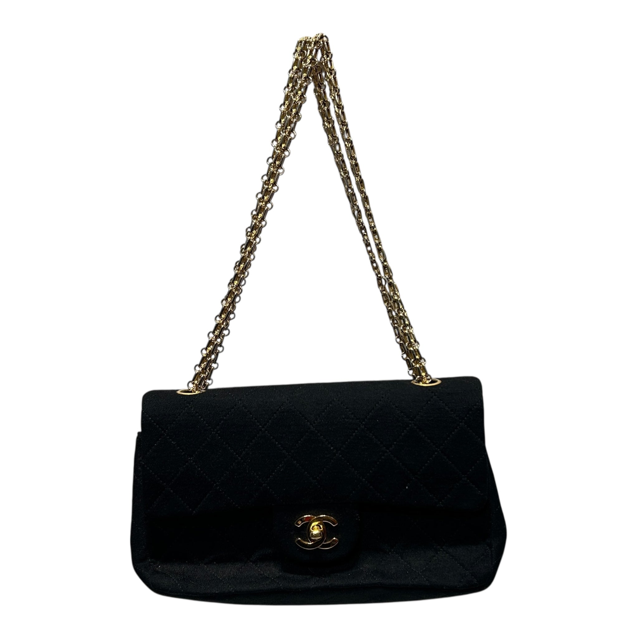 CHANEL/Hand Bag/BLK/JERSEY DOUBLE FLAP BAG view 1