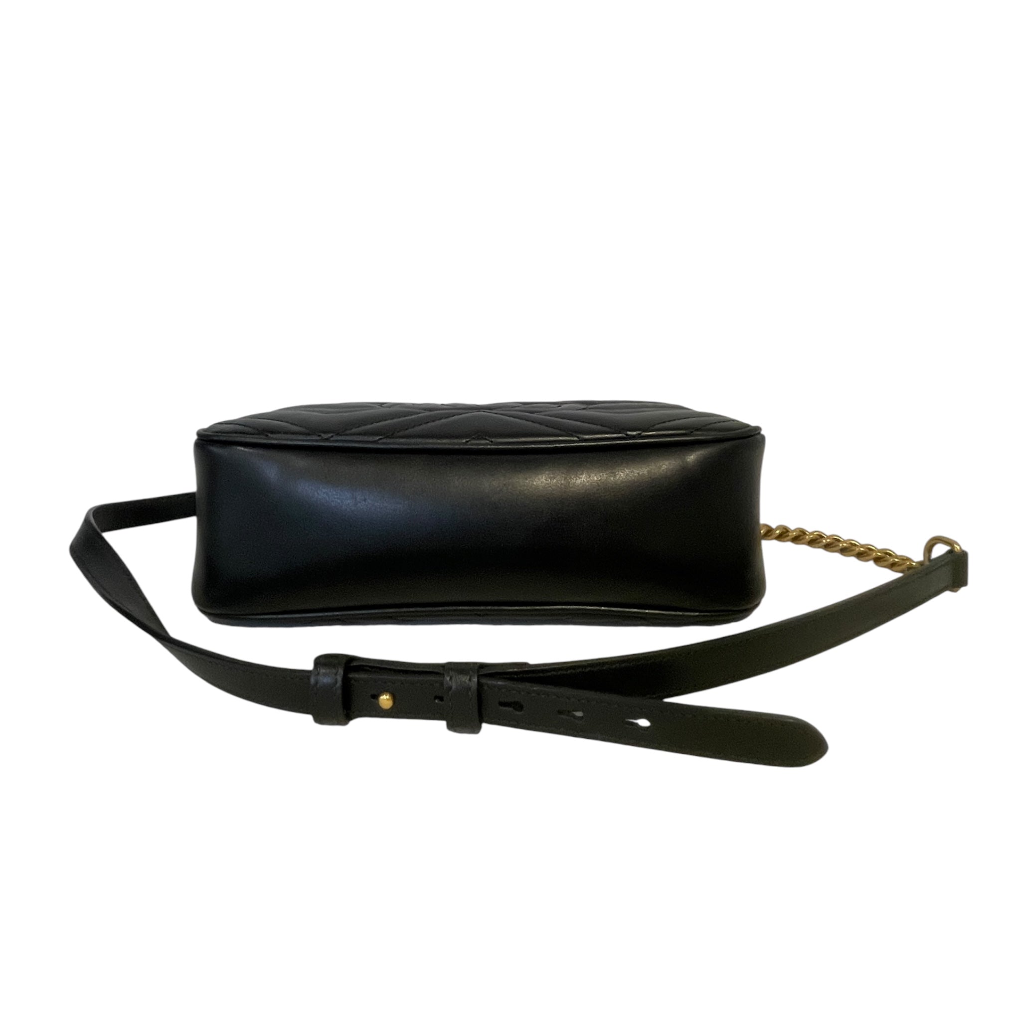 GUCCI/Cross Body Bag/Leather/BLK/Marmont Bag view 4