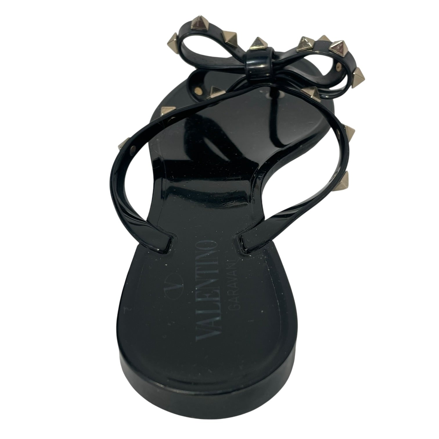VALENTINO GARAVANI/Sandals/EU 38/BLK/rockstud bow flipflop view 3