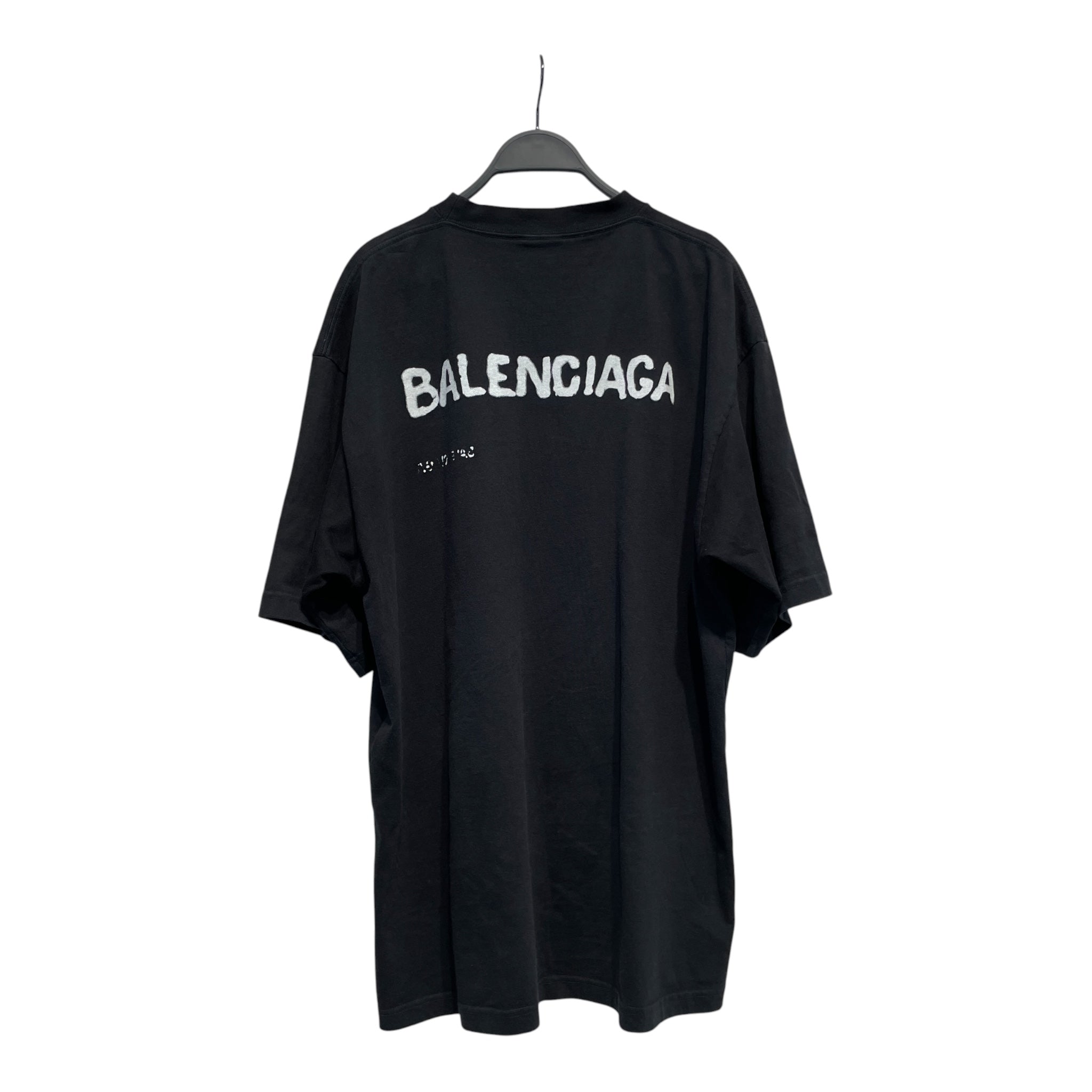 BALENCIAGA/T-Shirt/M/Cotton/BLK/hand drawn  logo view 2