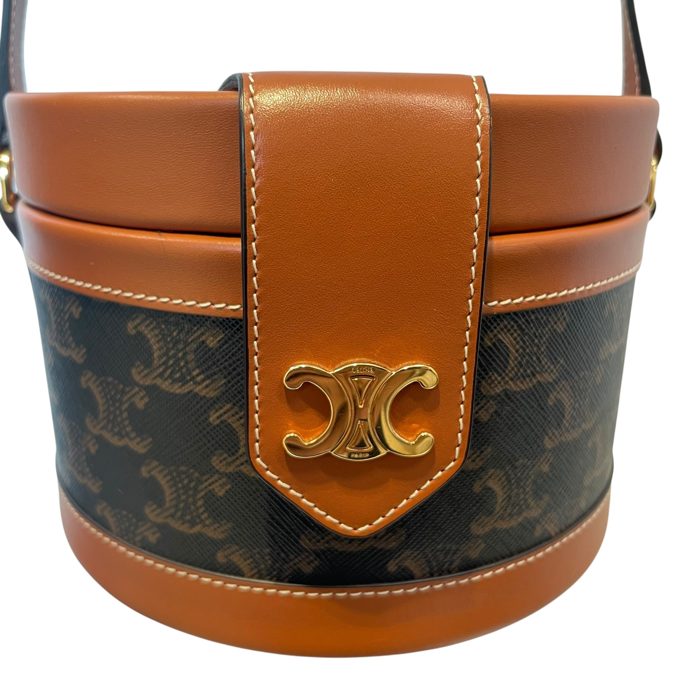 CELINE/Bag/Monogram/Leather/BRW/ROUND CELINE TAMBOUR BAG view 4
