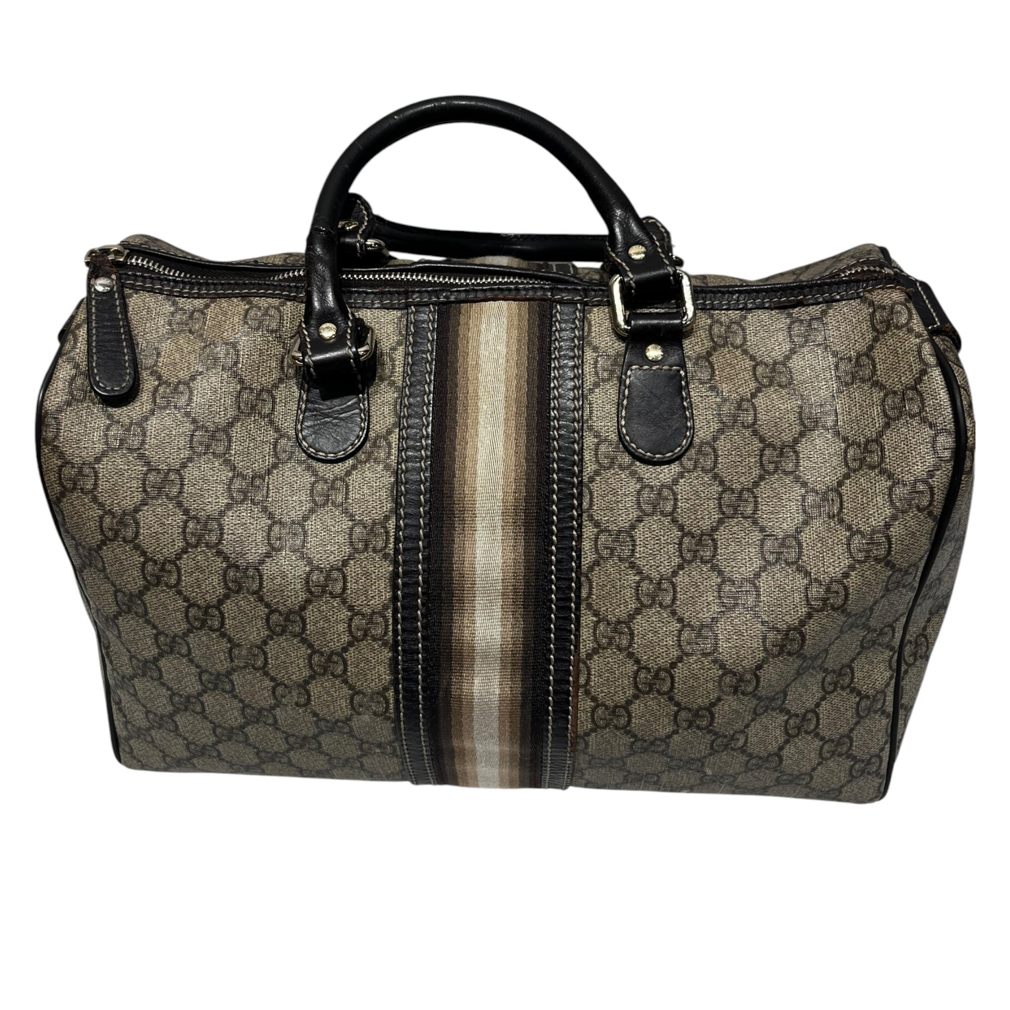 GUCCI/Boston Bag/Monogram/Leather/BRW/Stripe view 2
