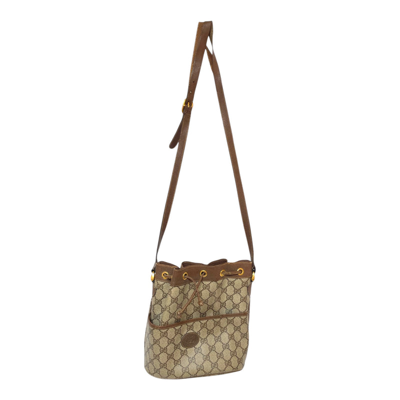 GUCCI/Cross Body Bag/OS/Monogram/Leather/BEG/vintage gucci pouch