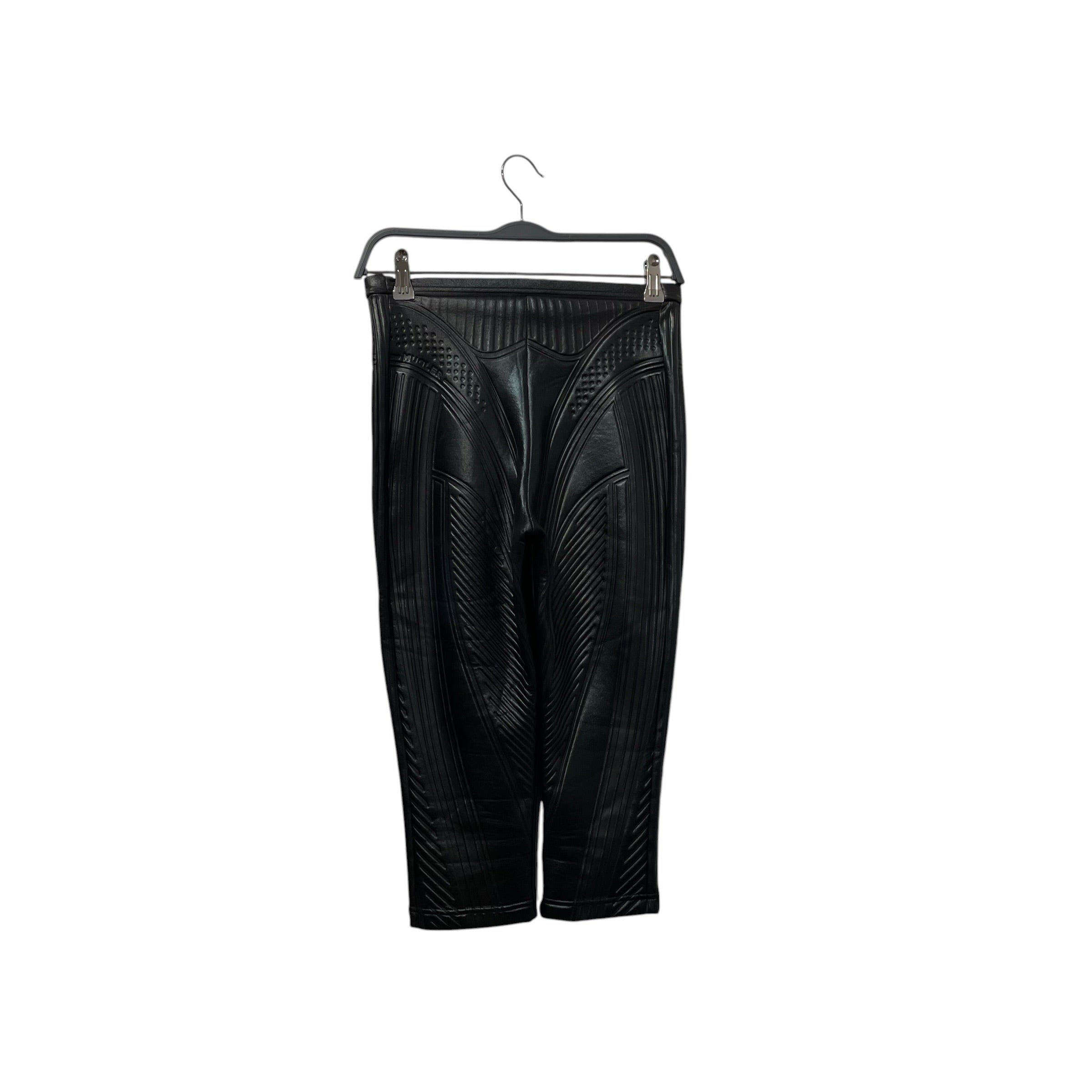 MUGLER/Cropped Pants/34/Polyester/BLK/embossed scuba capri leggings view 2