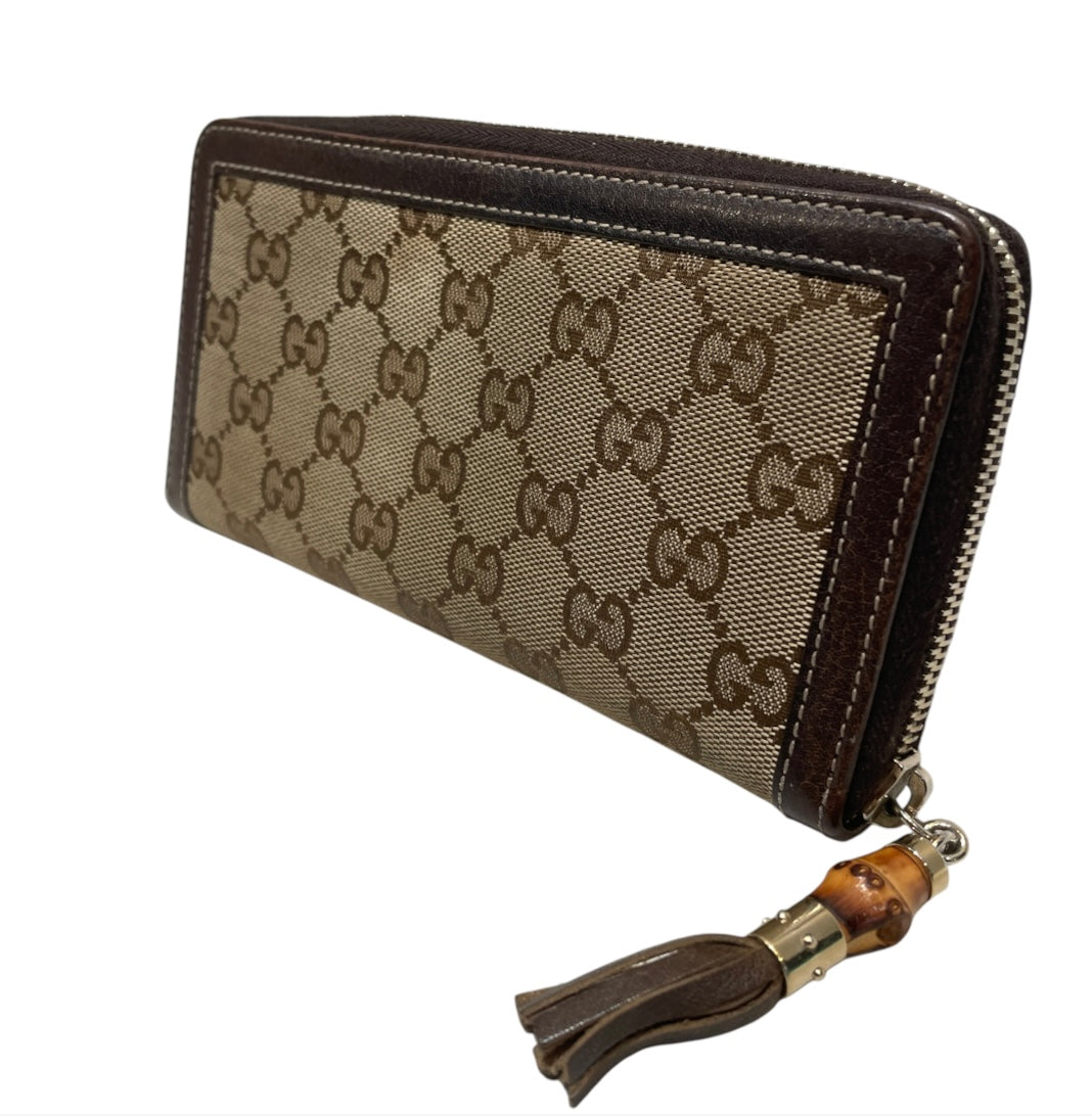 GUCCI/Long Wallet/Monogram/Cotton/BEG/L's/brwn tassle view 3