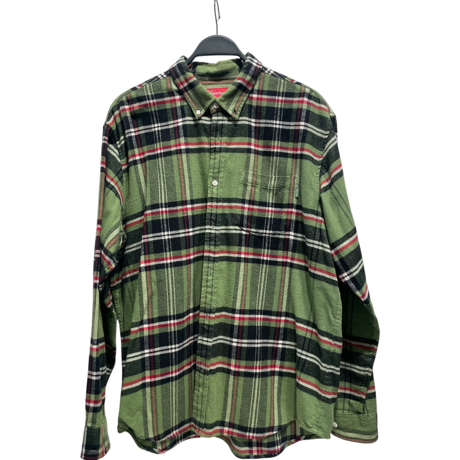 Supreme/Flannel Shirt/L/GRN/Stripe/ view 1
