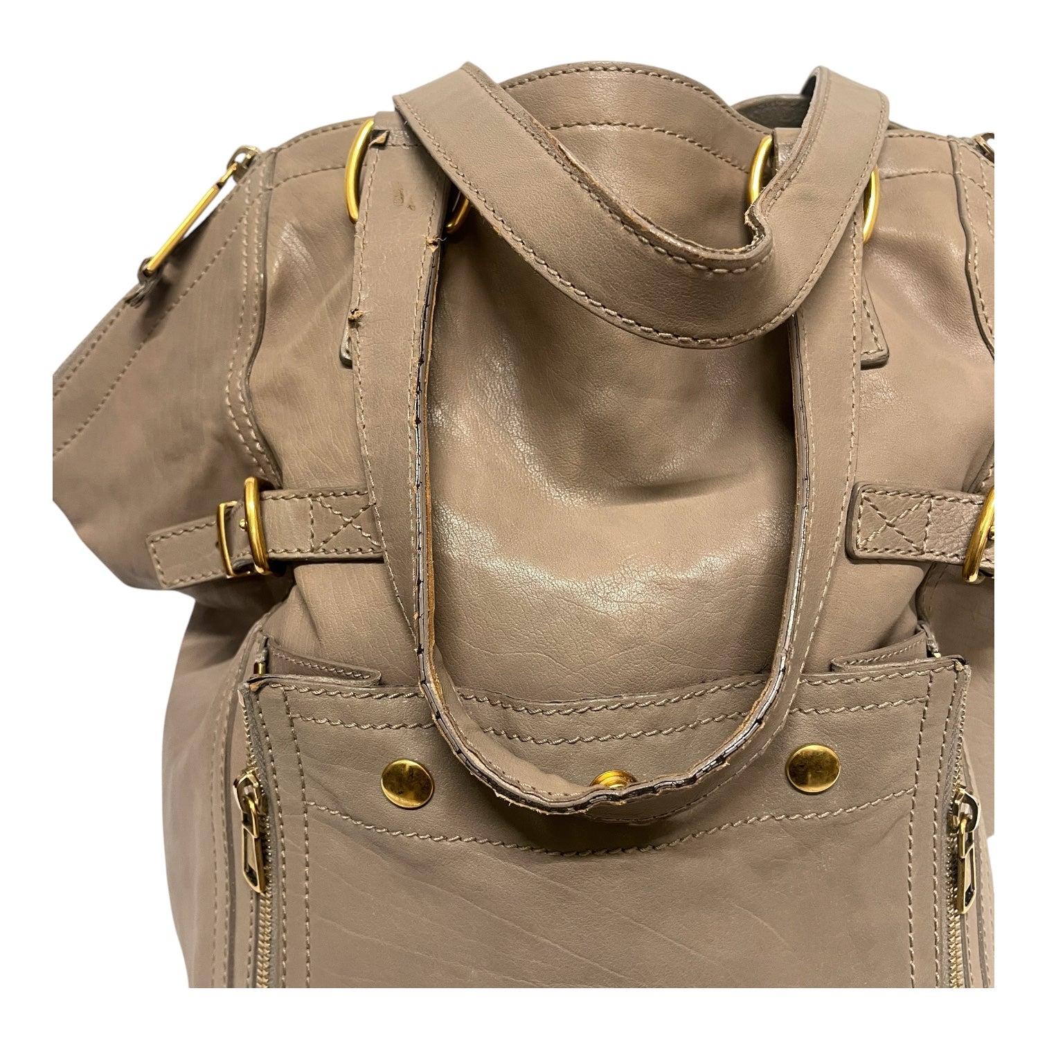 YVES SAINT LAURENT/Tote Bag/Leather/BEG/downtown bag view 4
