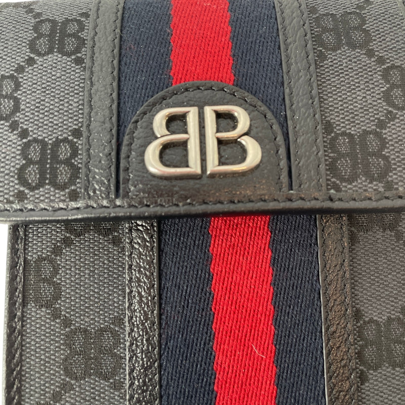 BALENCIAGA/GUCCI/Cross Body Bag/Monogram/Cotton/BLK/HACKER PHONE BAG