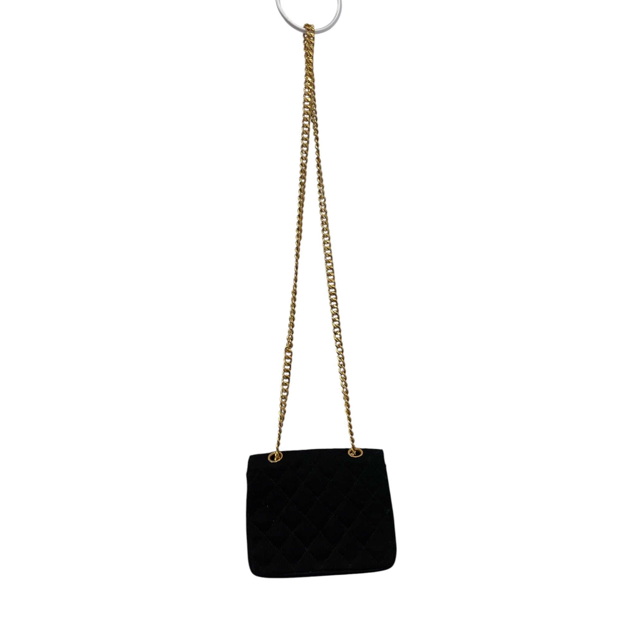 CHANEL/Cross Body Bag/Cotton/BLK/MINI SINGLE FLAP JERSEY view 2