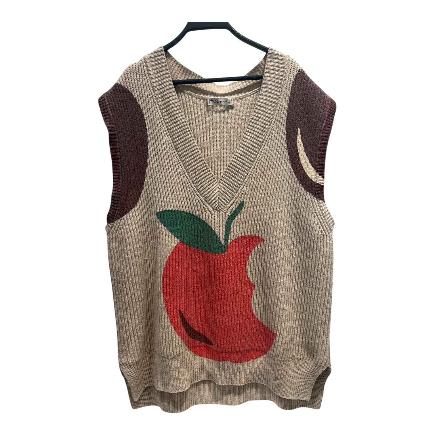 JW ANDERSON(J.W.ANDERSON)/Knitted Vest/L/Graphic/Cotton/BEG/APPLE GRAPHIC view 1