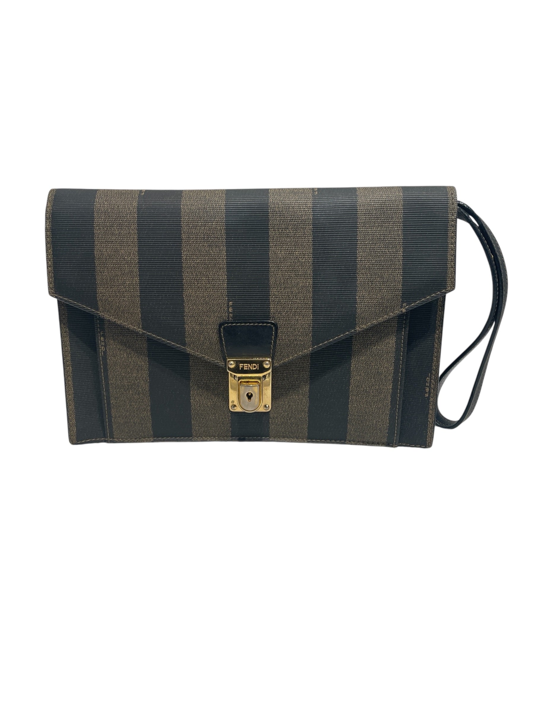 FENDI/Clutch Bag/Stripe/Leather/MLT/Pequin Stripe Wristlet Clutch view 1