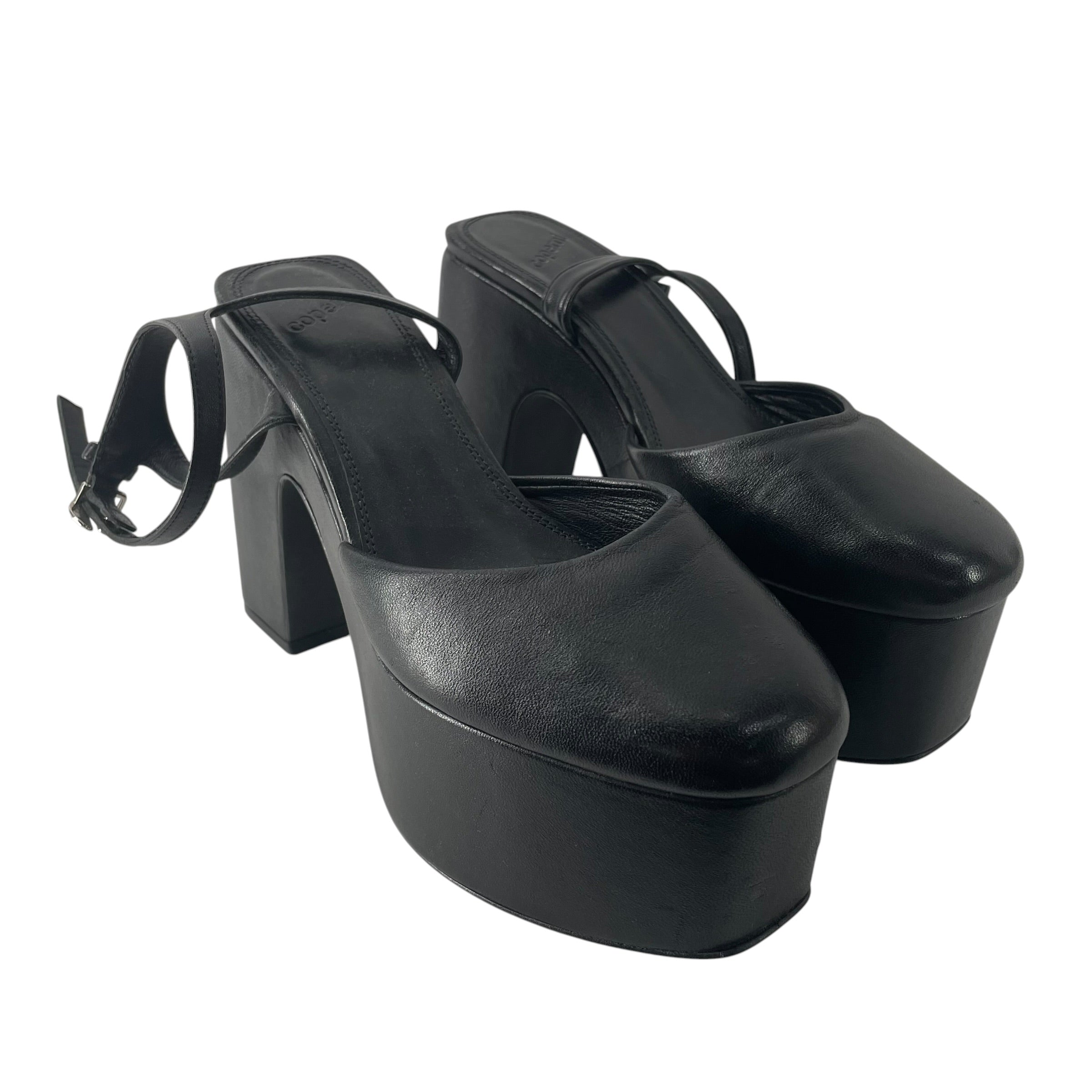 Coperni/Heels/EU 38/Leather/BLK/BRIDGE PLATFORM ANKLE LOGO view 1