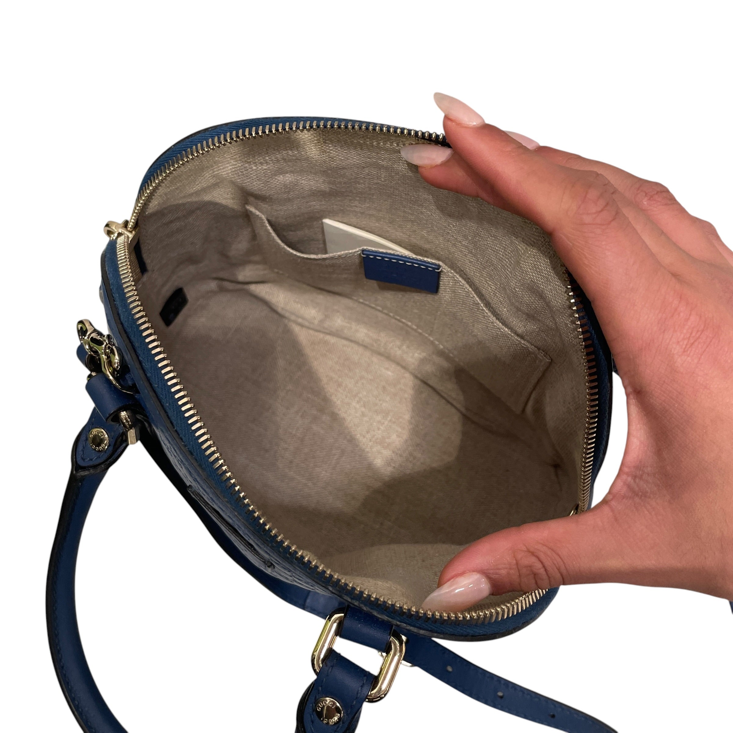 GUCCI/Cross Body Bag/Monogram/Leather/BLU/MICROGUCCISM view 3