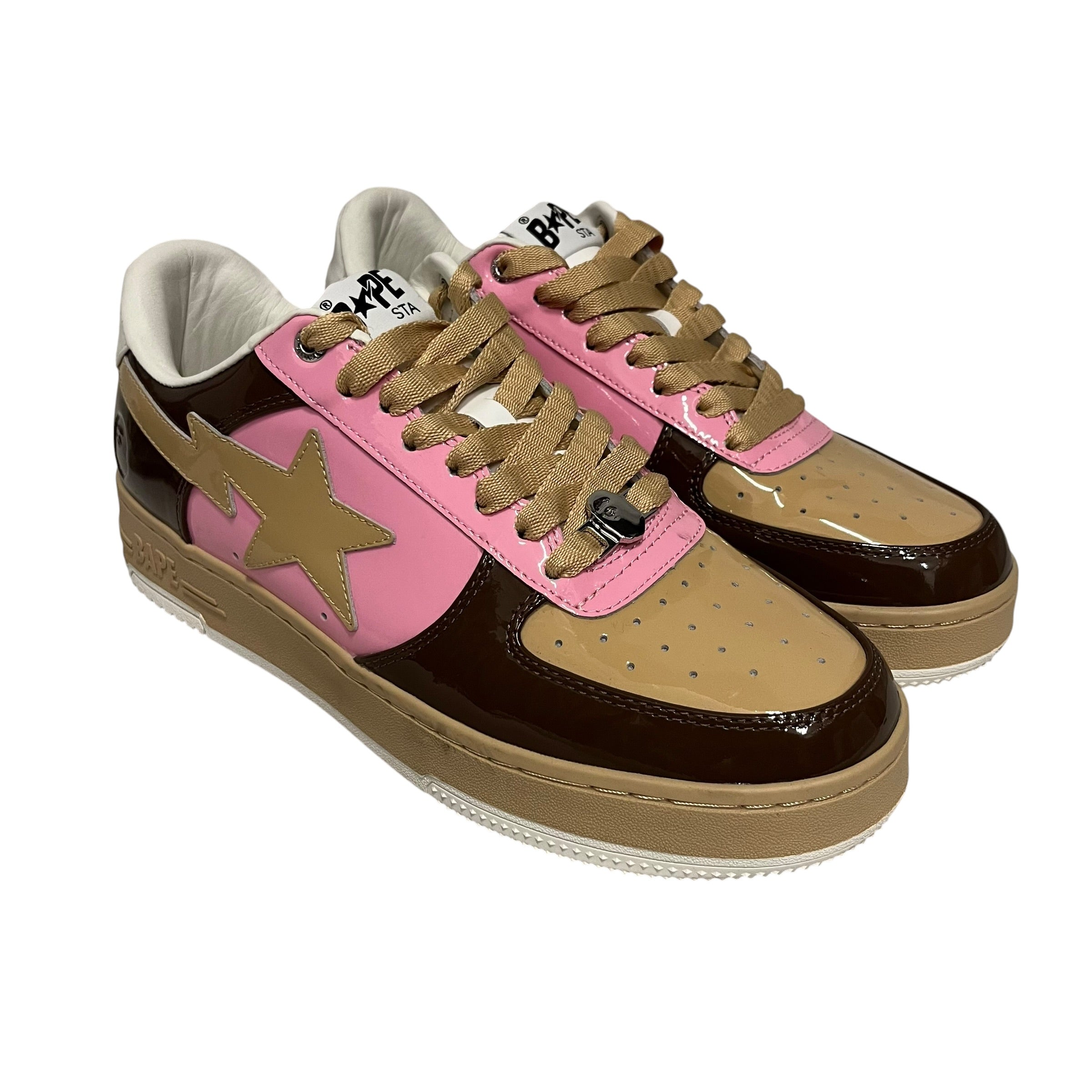 BAPE STA!/Low-Sneakers/US 10/Nylon/MLT/bapesta pink beige brwn shoes view 1