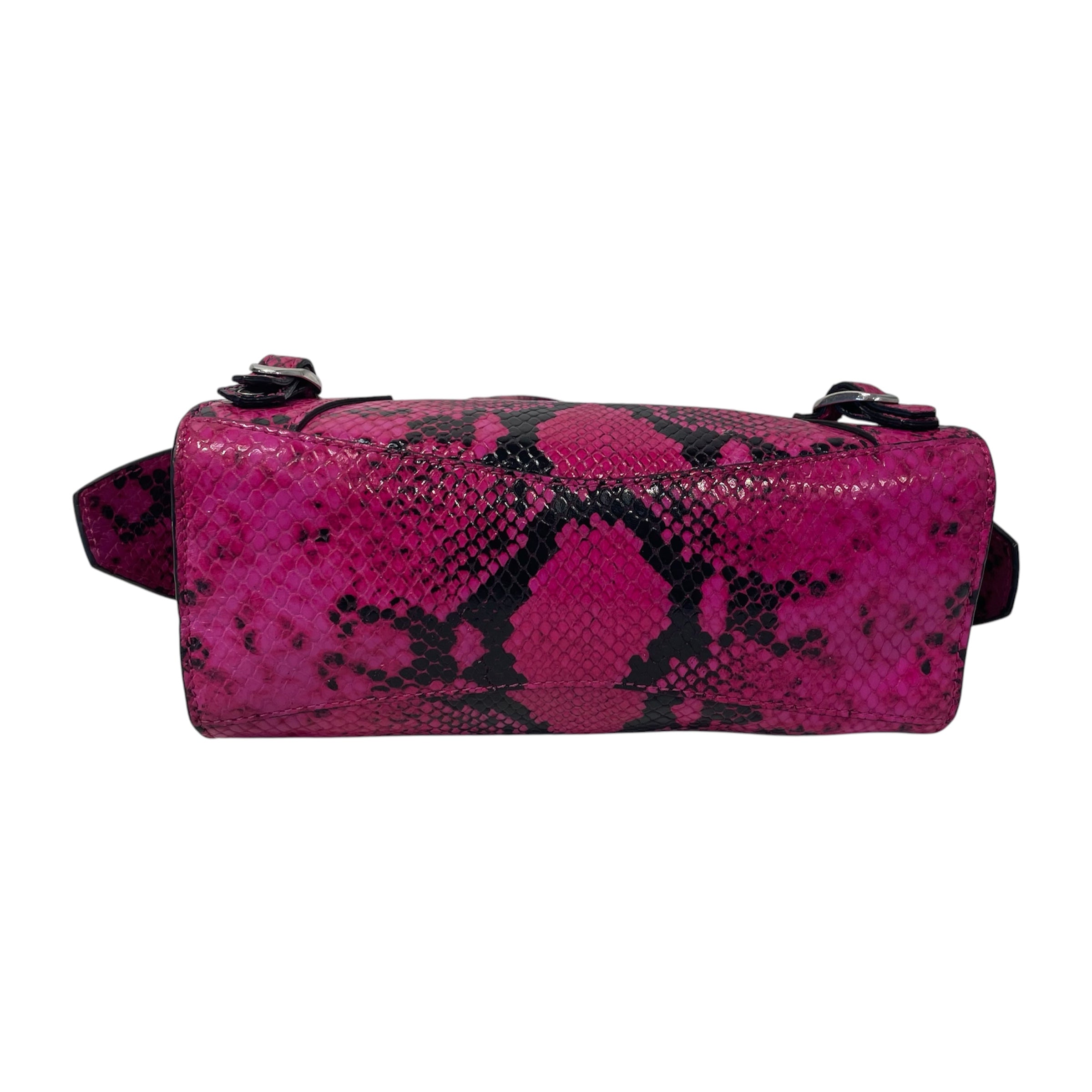 BALENCIAGA/Cross Body Bag/Animal Pattern/Leather/PNK/Black+Pink Snakeskin view 3