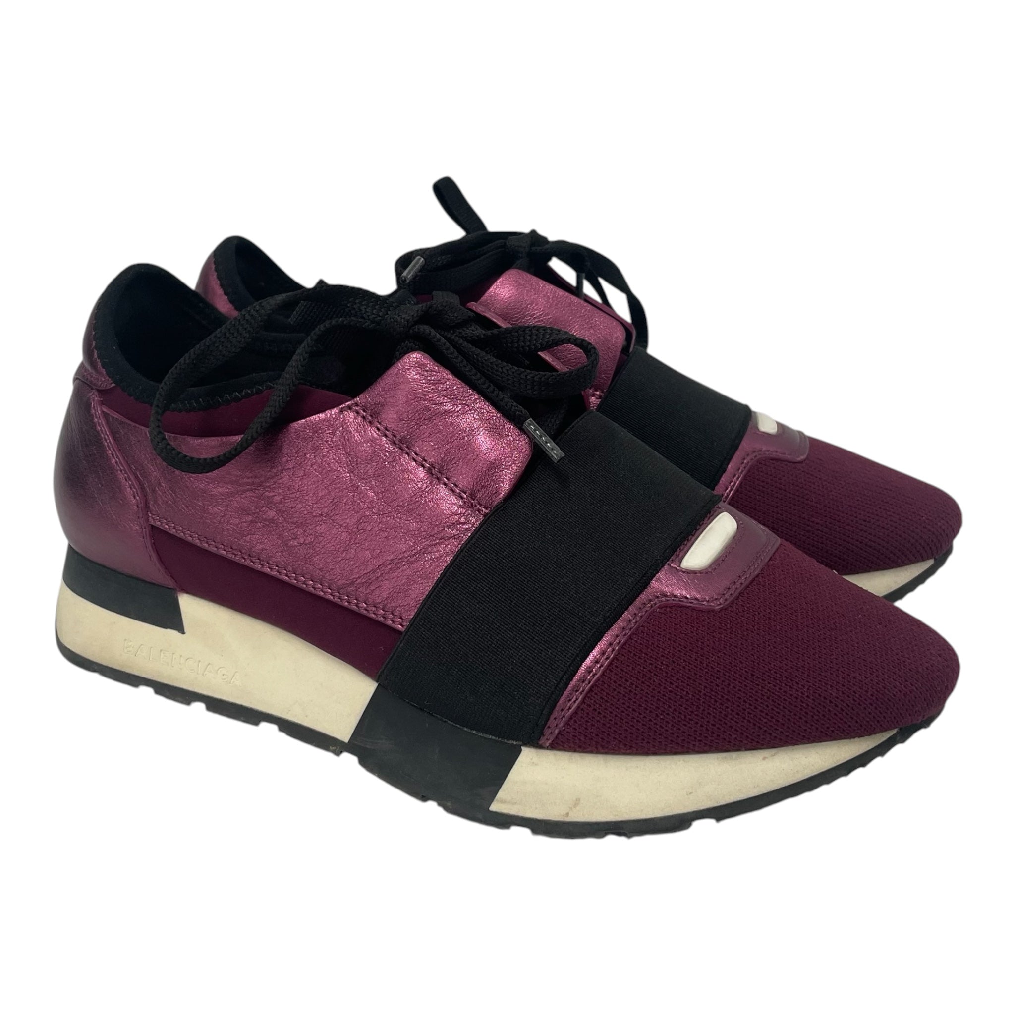 BALENCIAGA/Low-Sneakers/US 6.5/Leather/BRD/balenciage burgundy racerunner view 1