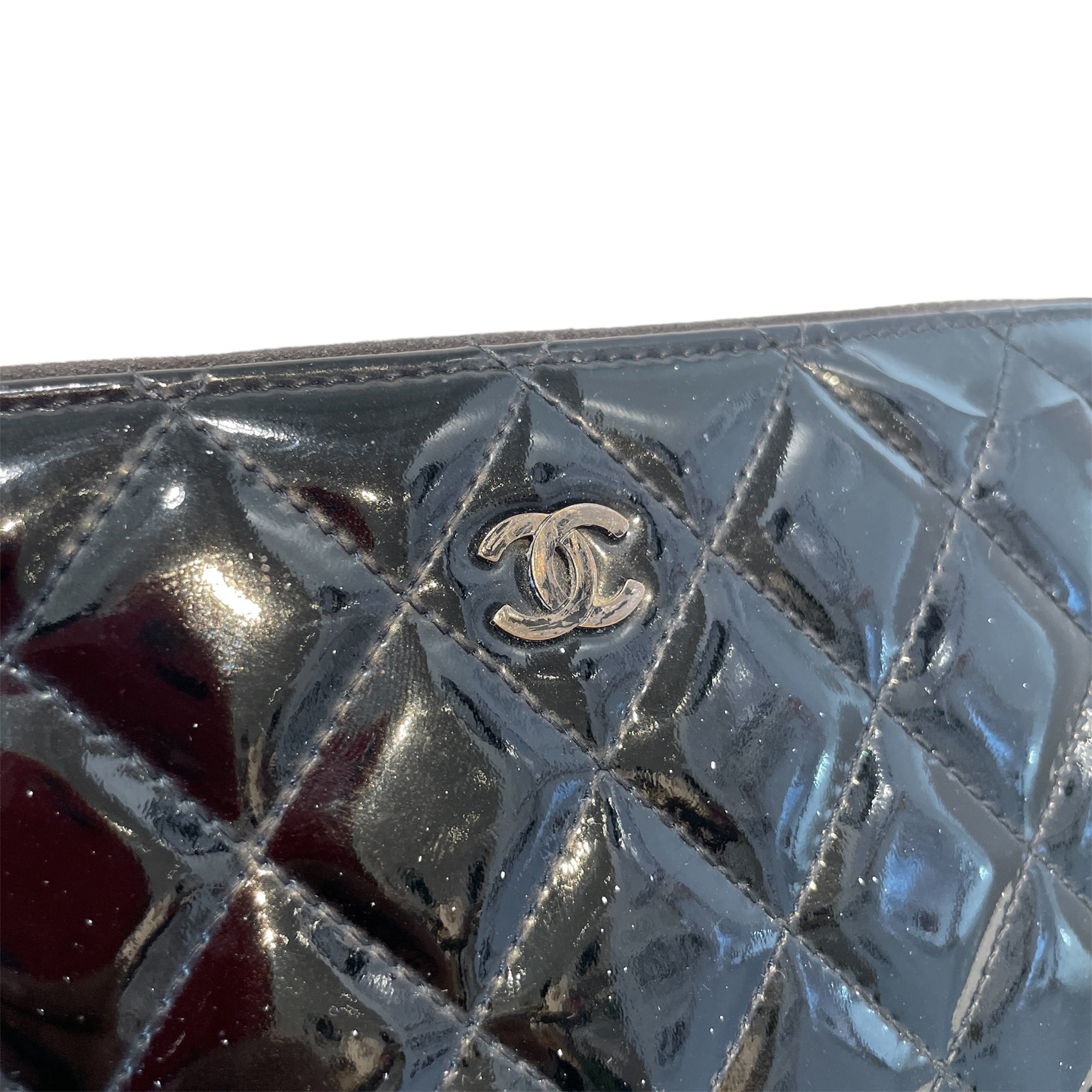 CHANEL/Long Wallet/Leather/BLK/Patent Leather Zip view 3