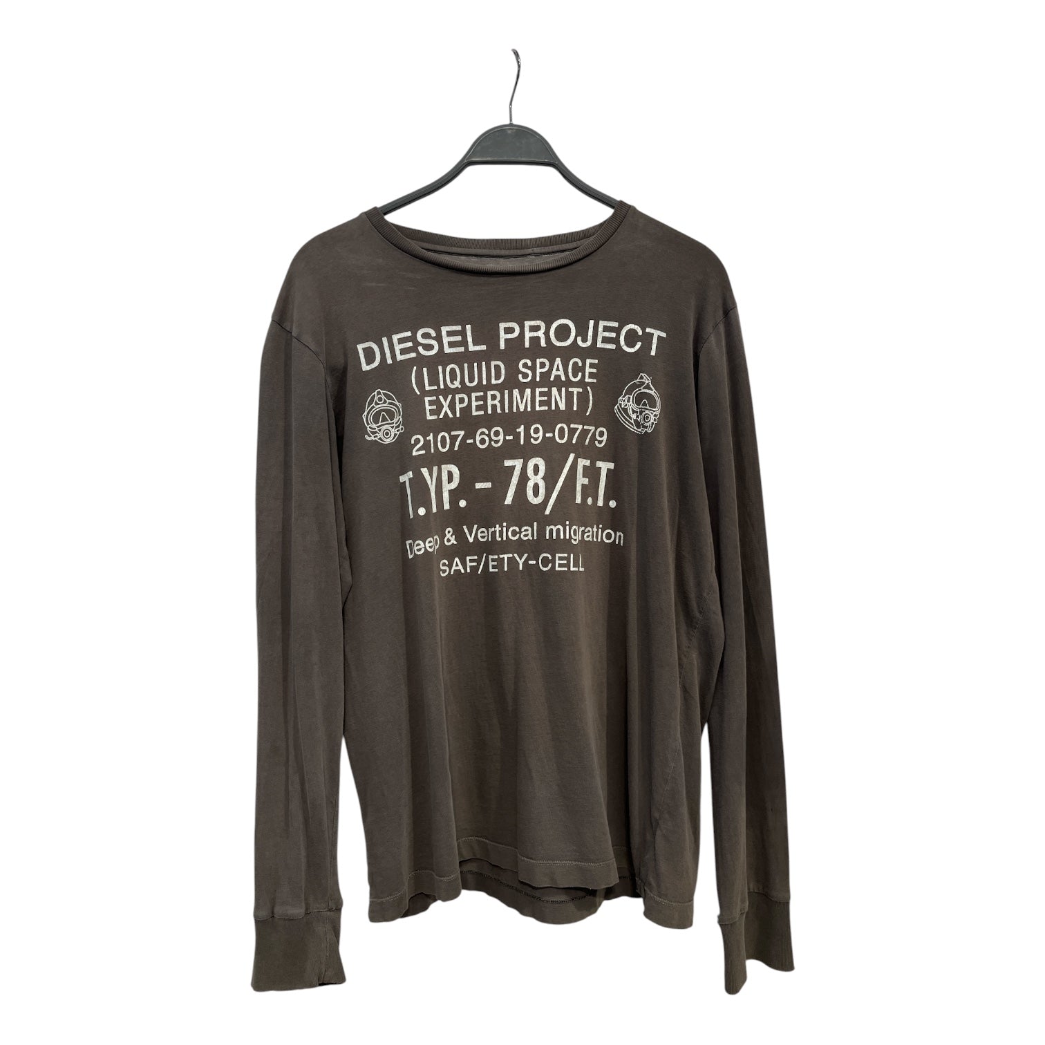 DIESEL/LS T-Shirt/XL/Cotton/GRY/LIQUID SPACE EXPERIMENT view 1
