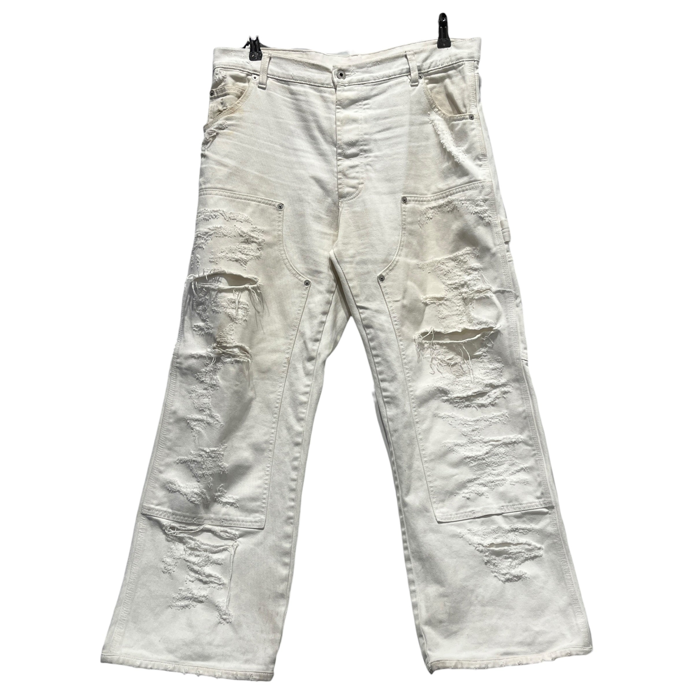 HERON PRESTON/Pants/34/Denim/WHT/Distressed/Distressed Dbl-Knee Carpenter view 1