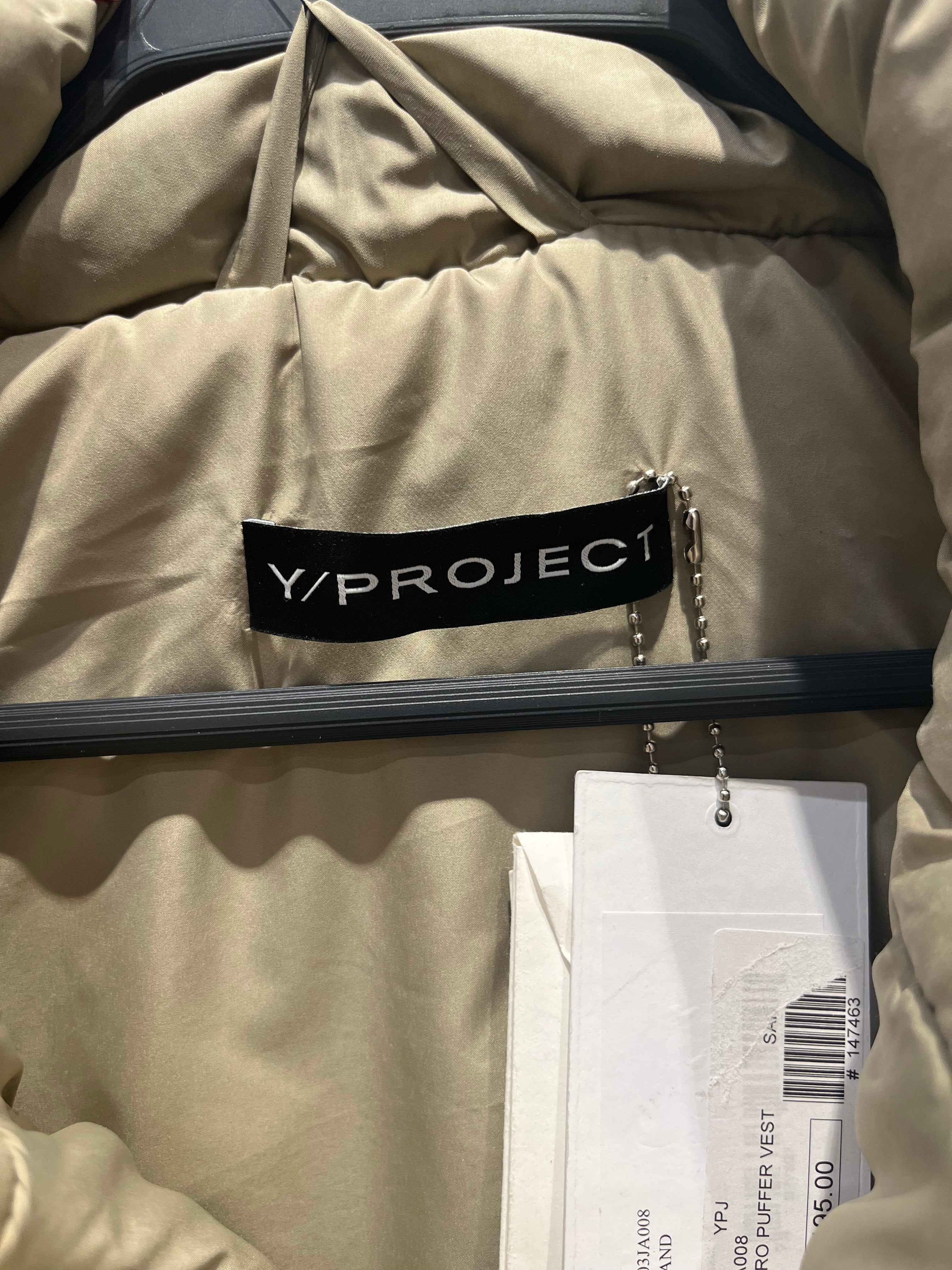 Y/PROJECT/Puffer Vest/M/Polyester/KHK/VELCRO PUFFER VEST (SAND) view 4