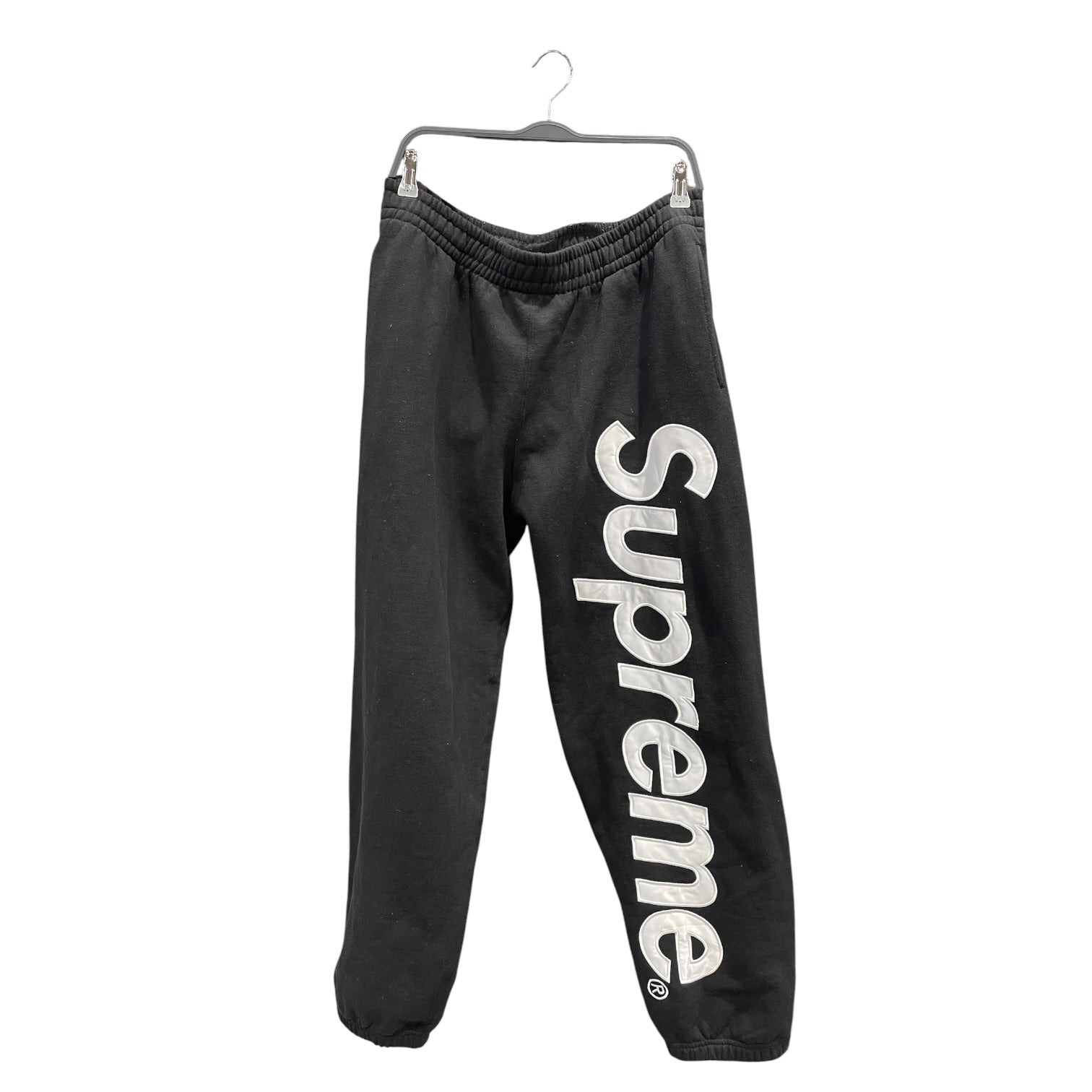 Supreme/Straight Pants/L/Cotton/BLK/Satin Applique Sweatpants