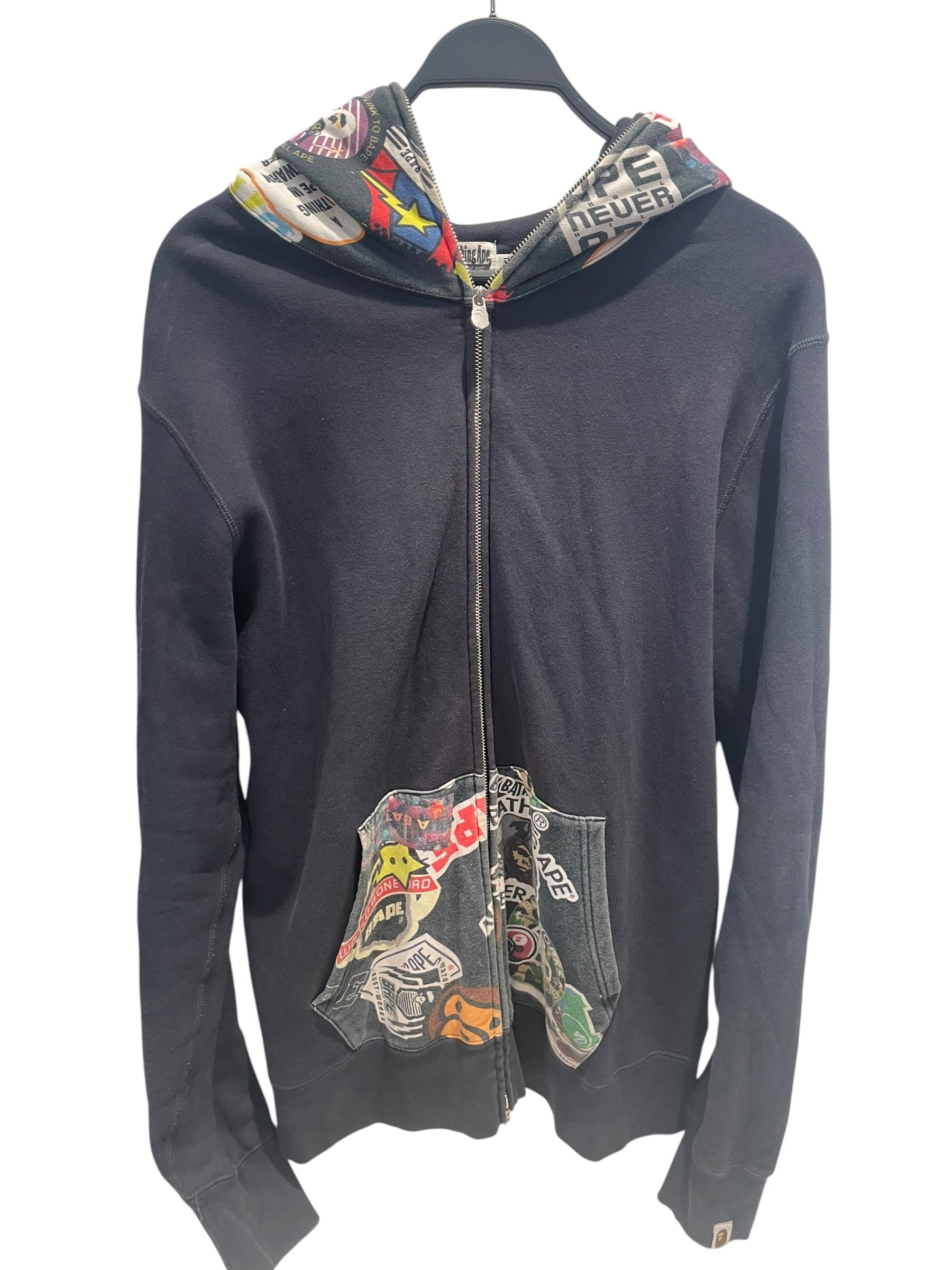 A BATHING APE/Zip Up Hoodie/XXL/All Over Print/Cotton/GRY/Multi Motif Full Zip view 1