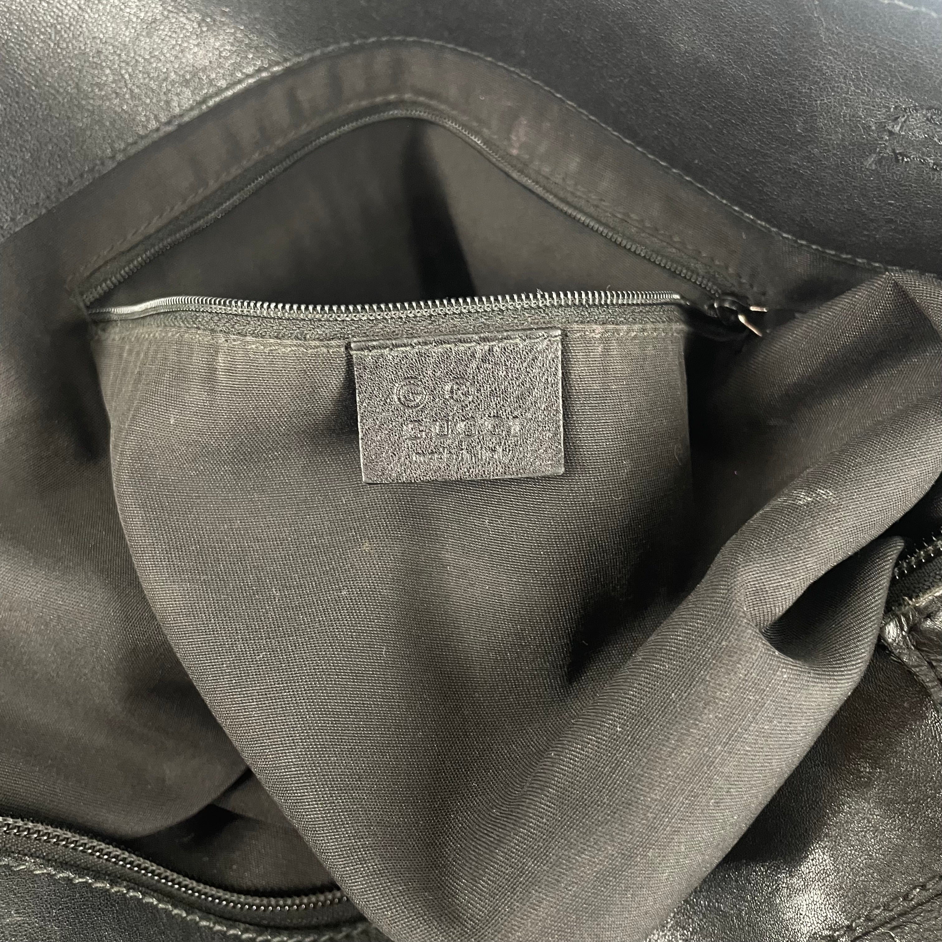 GUCCI/Tote Bag/Monogram/Leather/BLK/silver buckle view 4