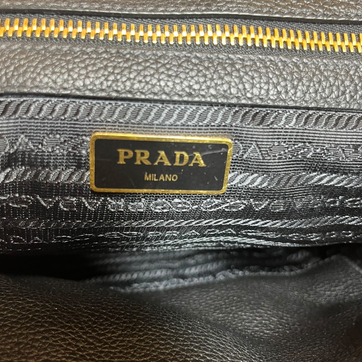 PRADA/Hand Bag/Leather/BLK/Vitello Daino view 7
