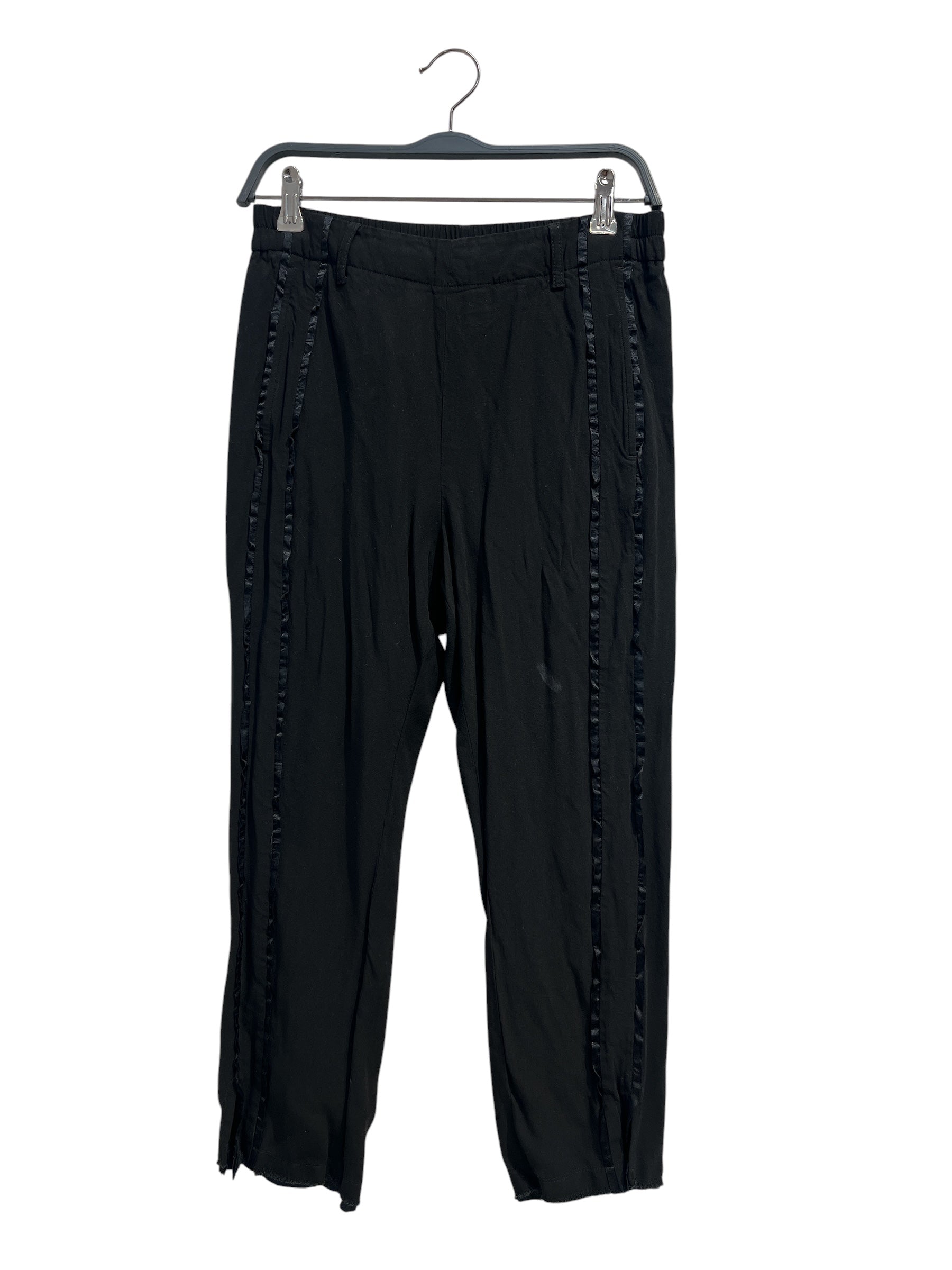 ANN DEMEULEMEESTER/Bottoms/36/Rayon/BLK/2 RUFFLE LINES LEG STRETCHY view 1