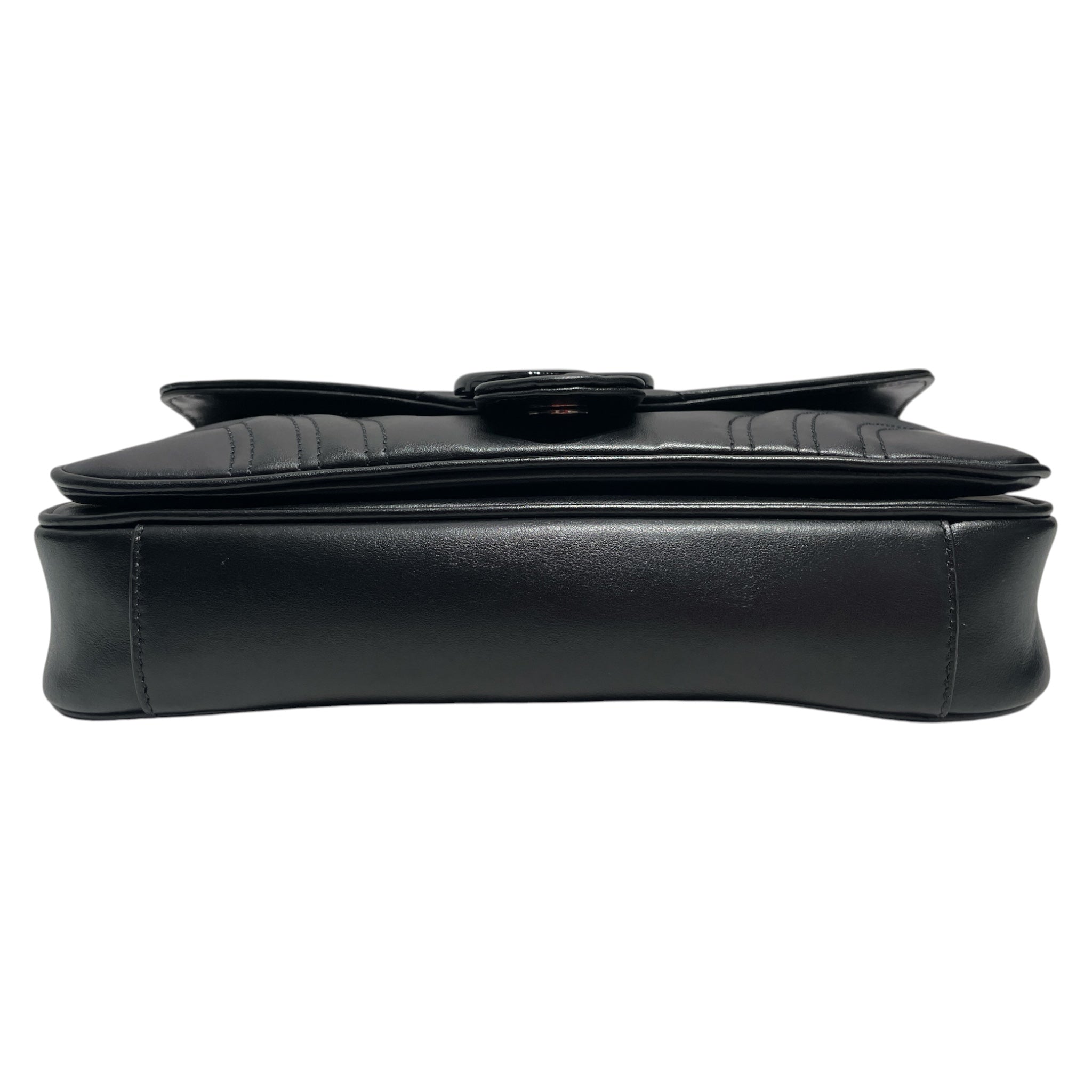 GUCCI/Hand Bag/Leather/BLK/GG Marmont Flap Shoulder bag view 3
