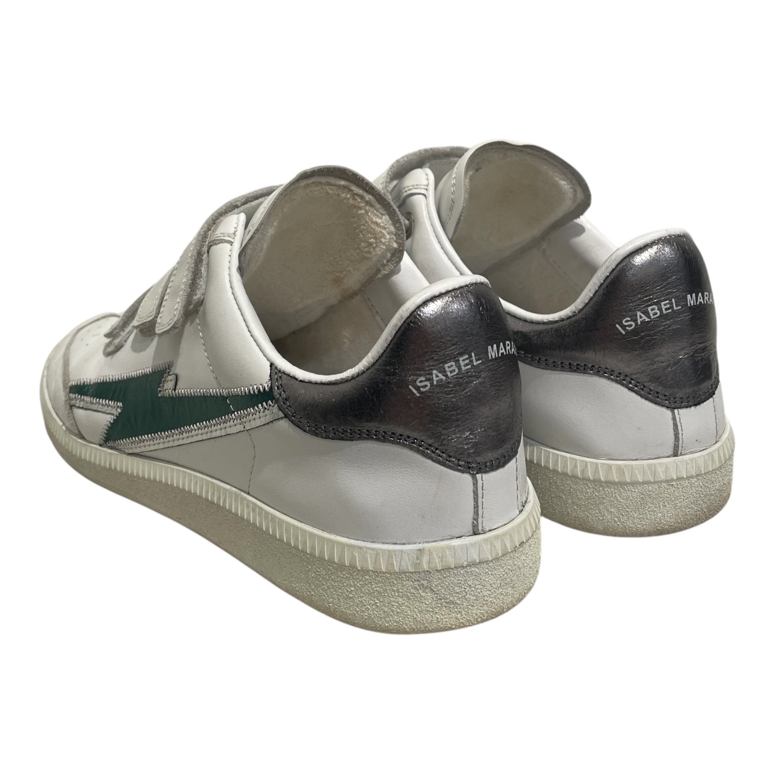 ISABEL MARANT/Low-Sneakers/EU 38/Leather/WHT/BETH VELCRO GREEN LIGHTING view 2
