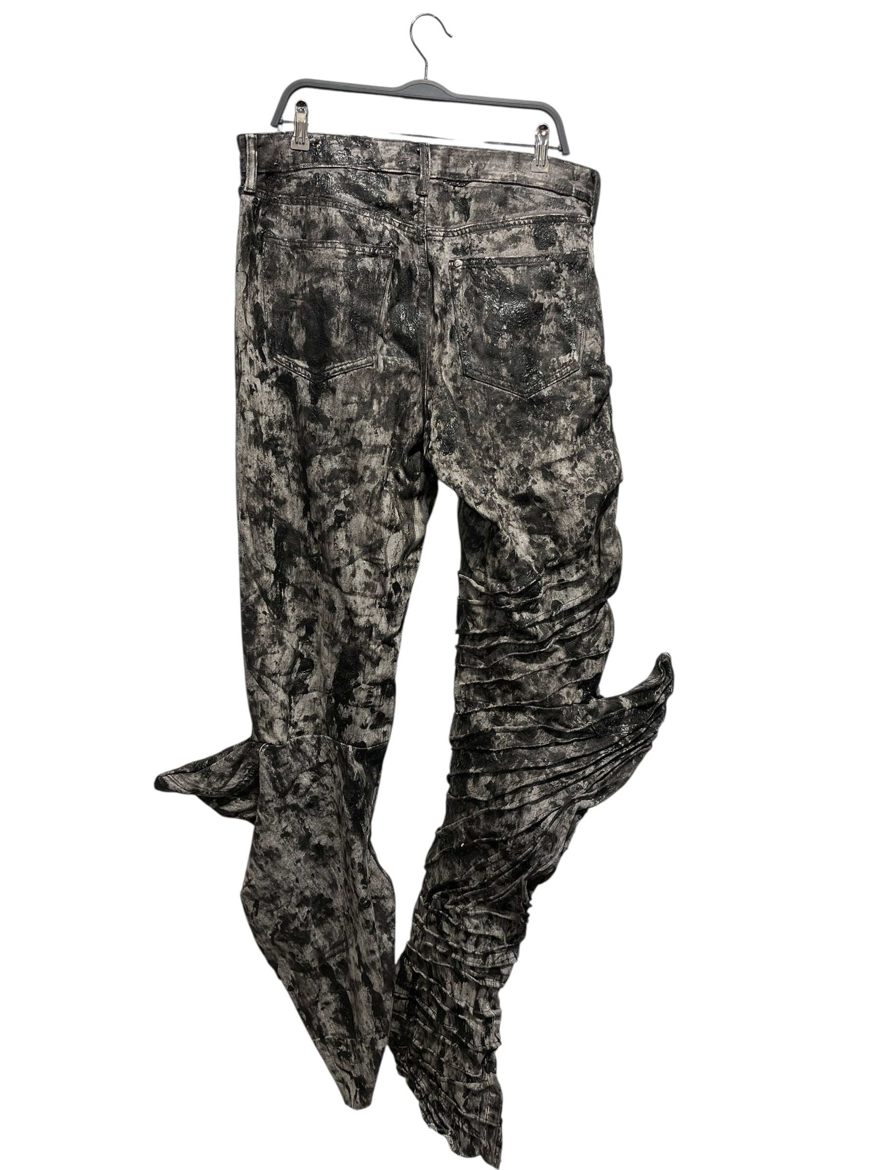 HUBANE/Straight Pants/GRY/RIBBED THIGH view 2