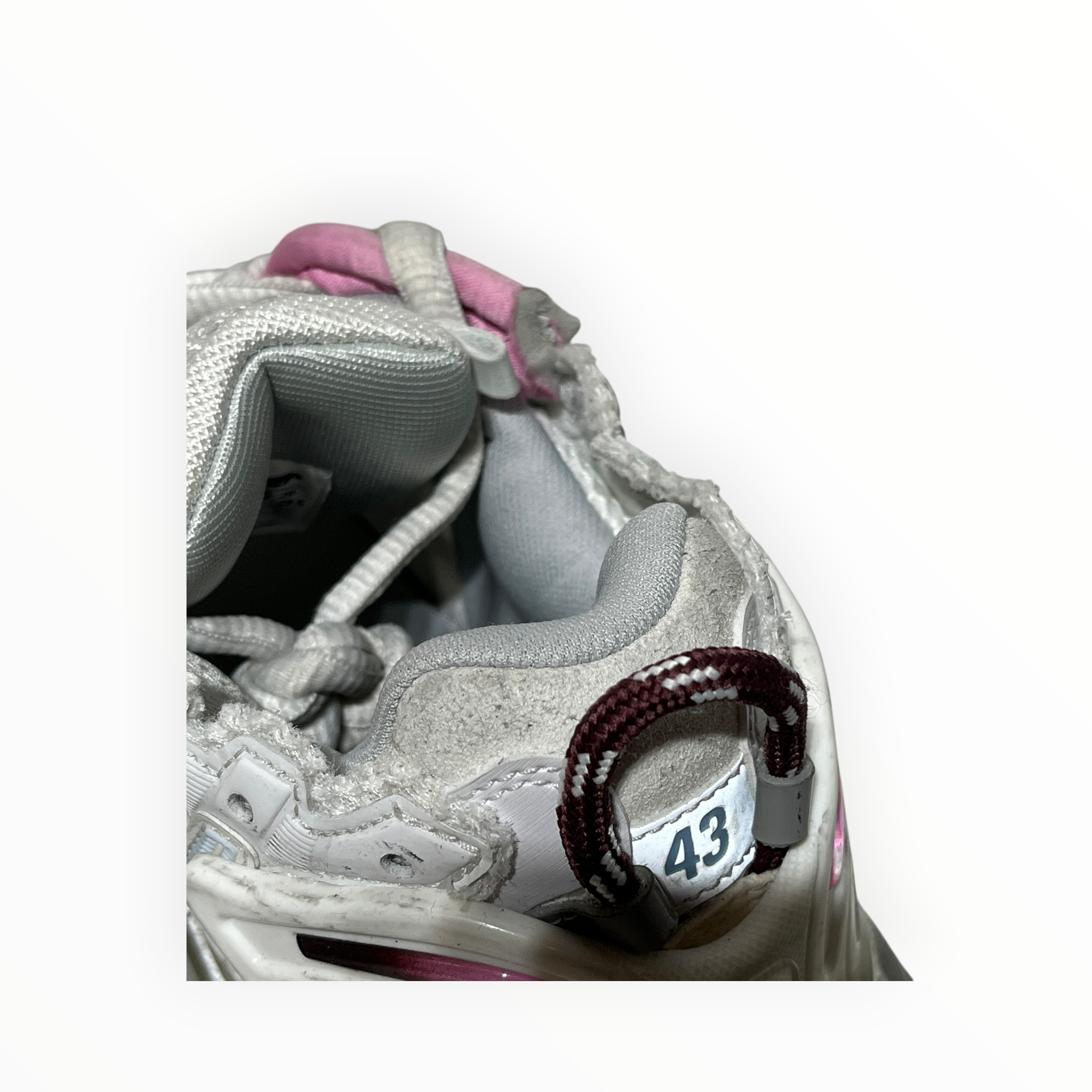 BALENCIAGA/Low-Sneakers/US 10/Leather/WHT/blue and pink runner gradient view 6