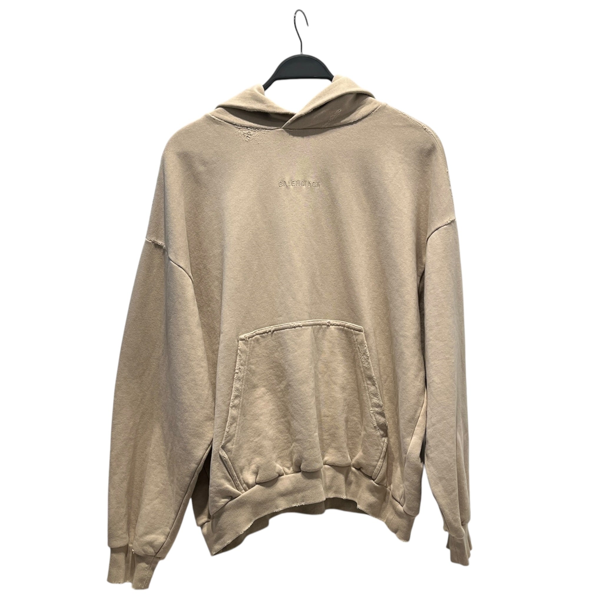 BALENCIAGA/Hoodie/S/Cotton/CRM/DISTRESSED LOGO BACK EMBROID. view 1