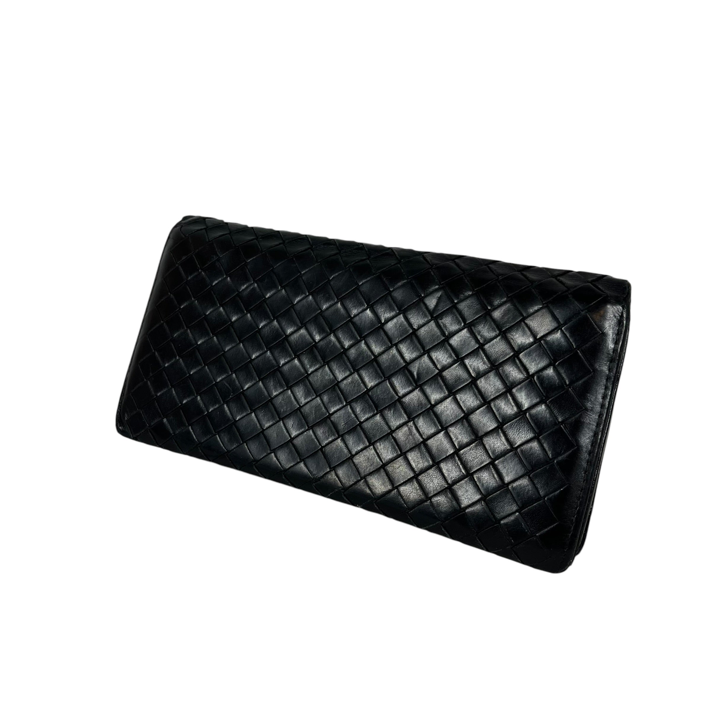 BOTTEGA VENETA/Long Wallet/Leather/BLK/Bifold Intrecciato view 2