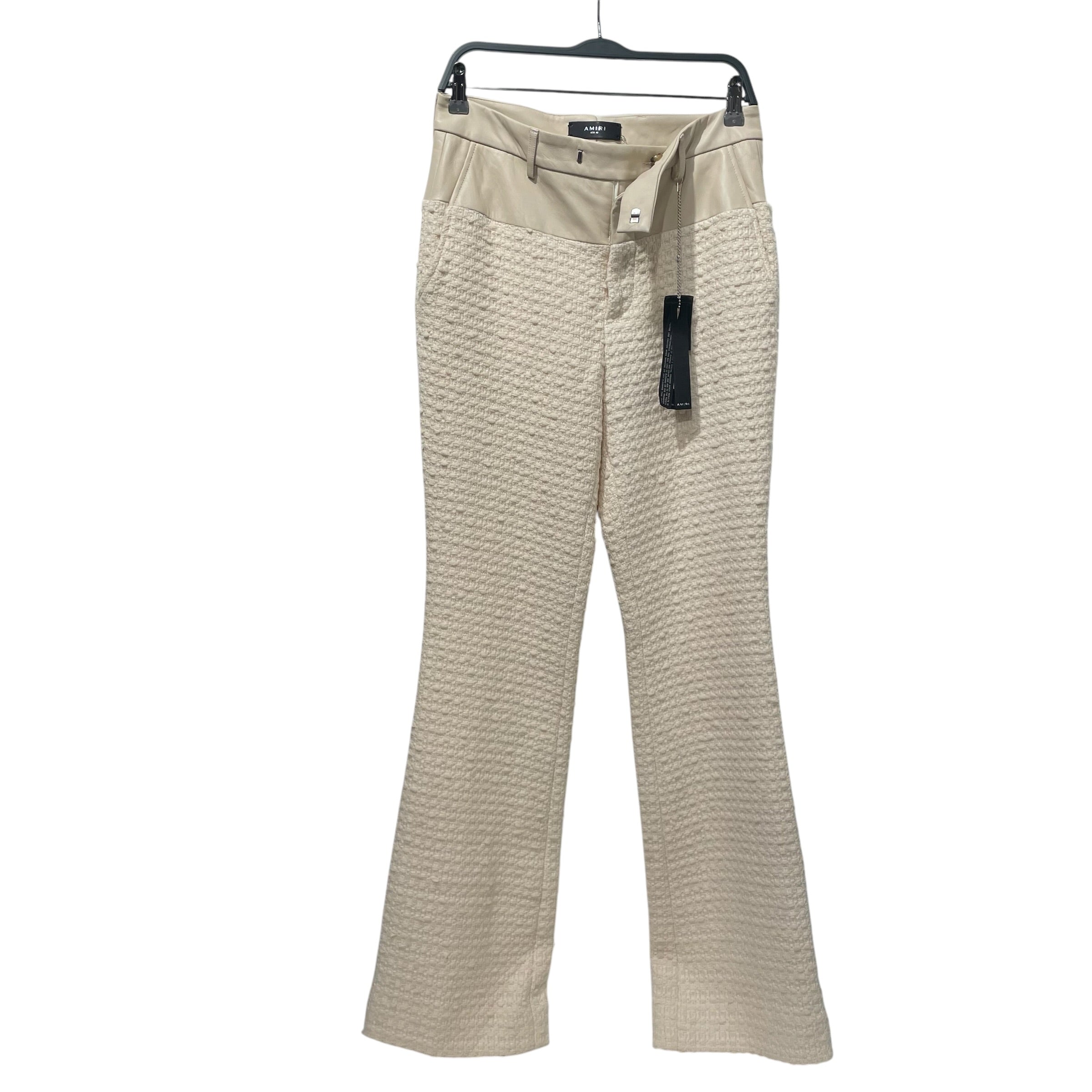 AMIRI/Bootcut Pants/42/Cotton/CRM/COTTON BLEND\LEATHER TRIM view 1
