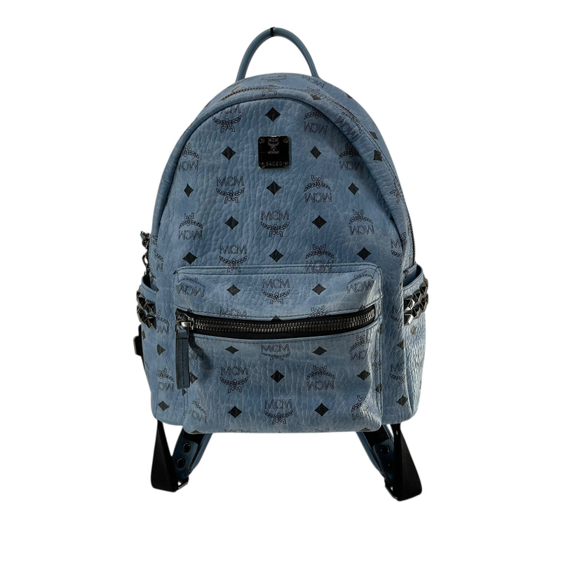 MCM/Backpack/All Over Print/Leather/BLU/STARK STUDDED