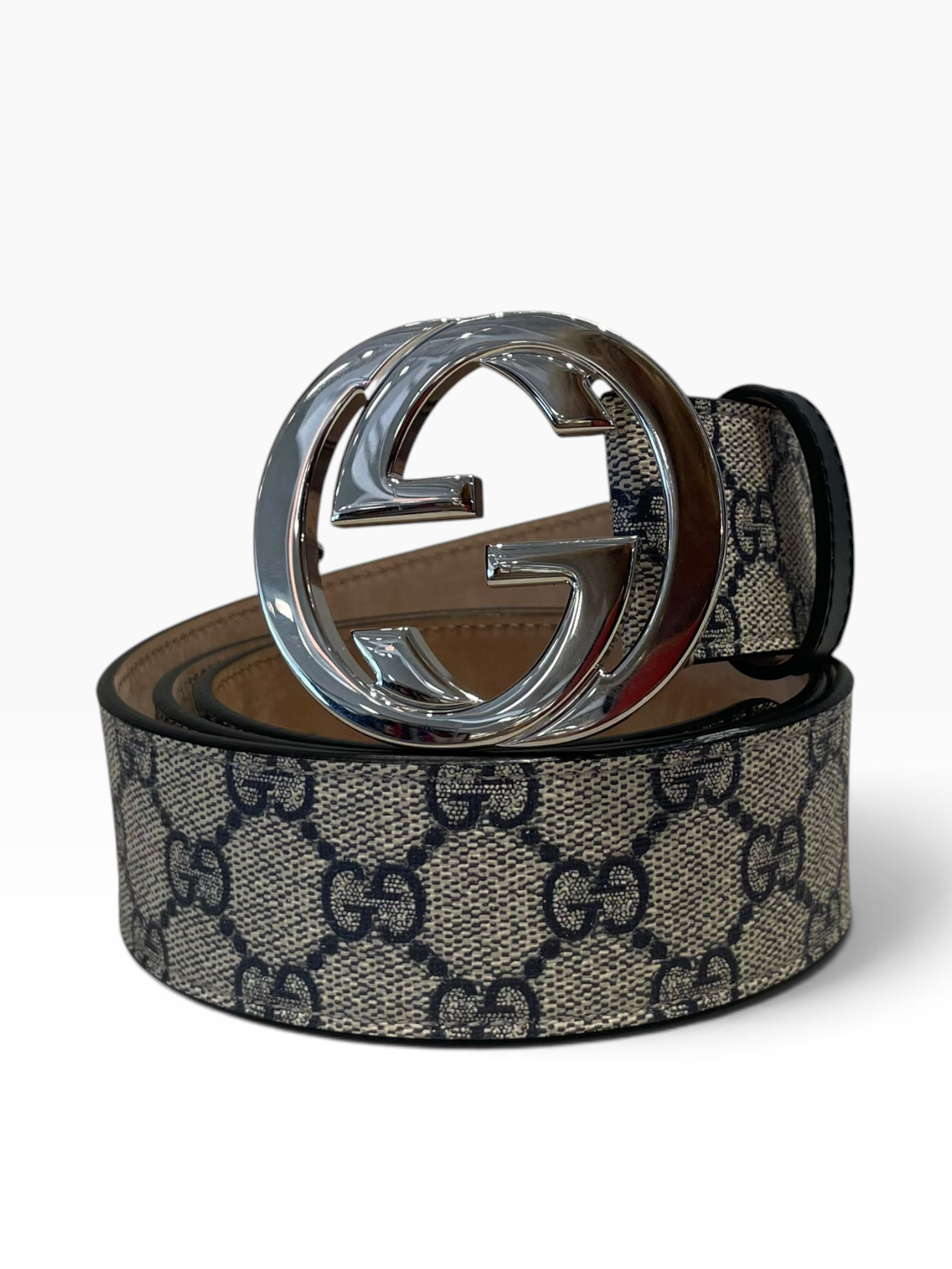 GUCCI/Belt/Monogram/Leather/BEG/M's/Monogram Interlock Logo Belt view 1