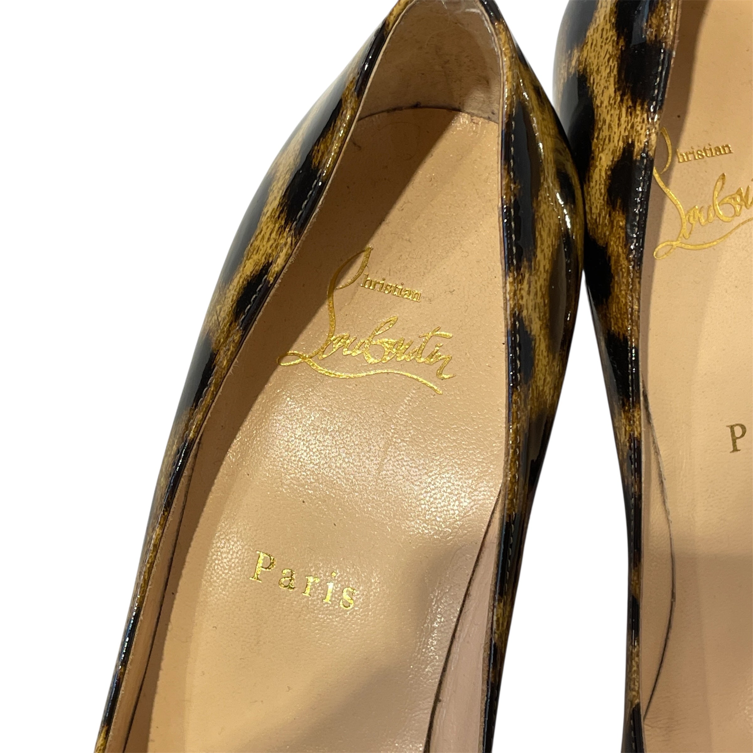 Christian Louboutin/Heels/EU 39/Animal Pattern/Leather/BRW/Pointed-Toe/leopard print/red bottom view 2