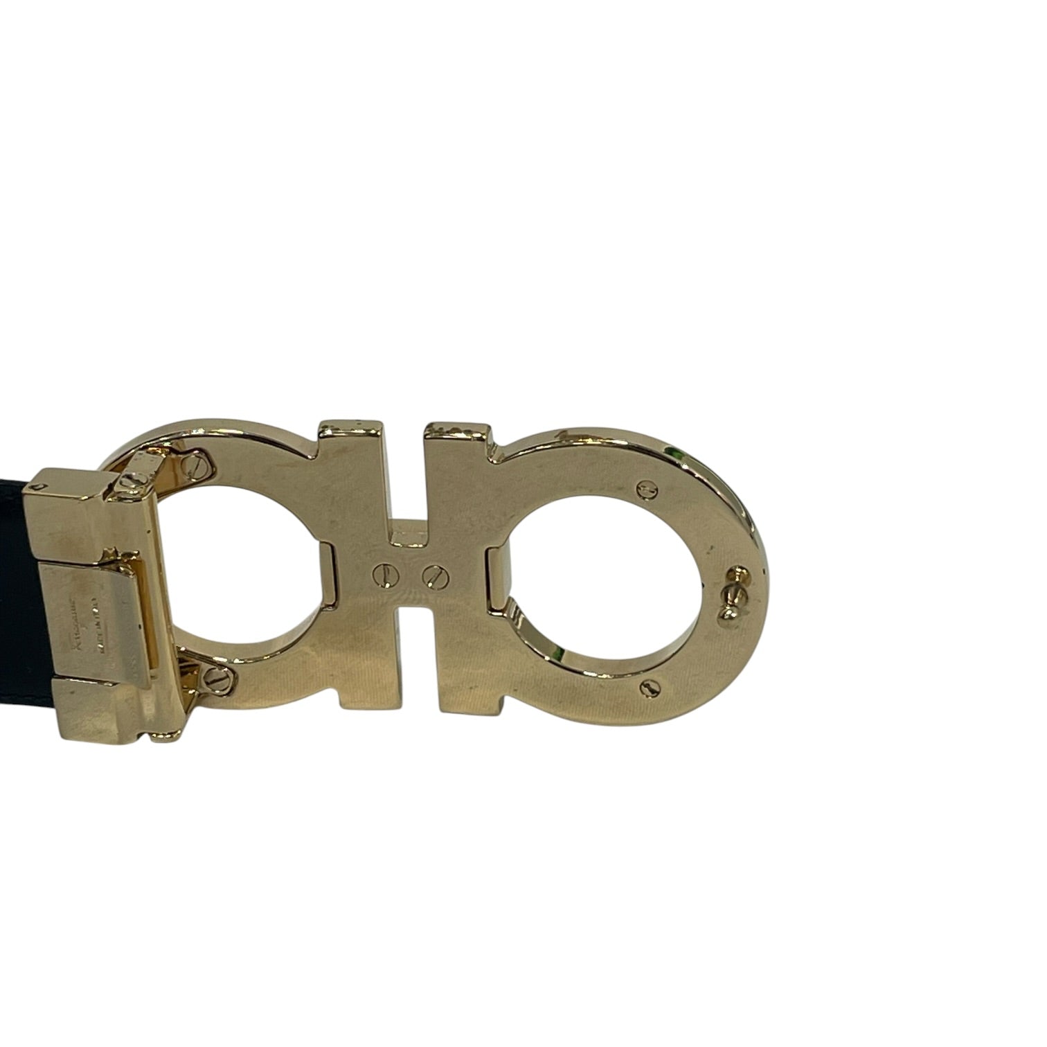 Salvatore Ferragamo/Belt/Leather/BLK/M's/black/gold hardware view 2