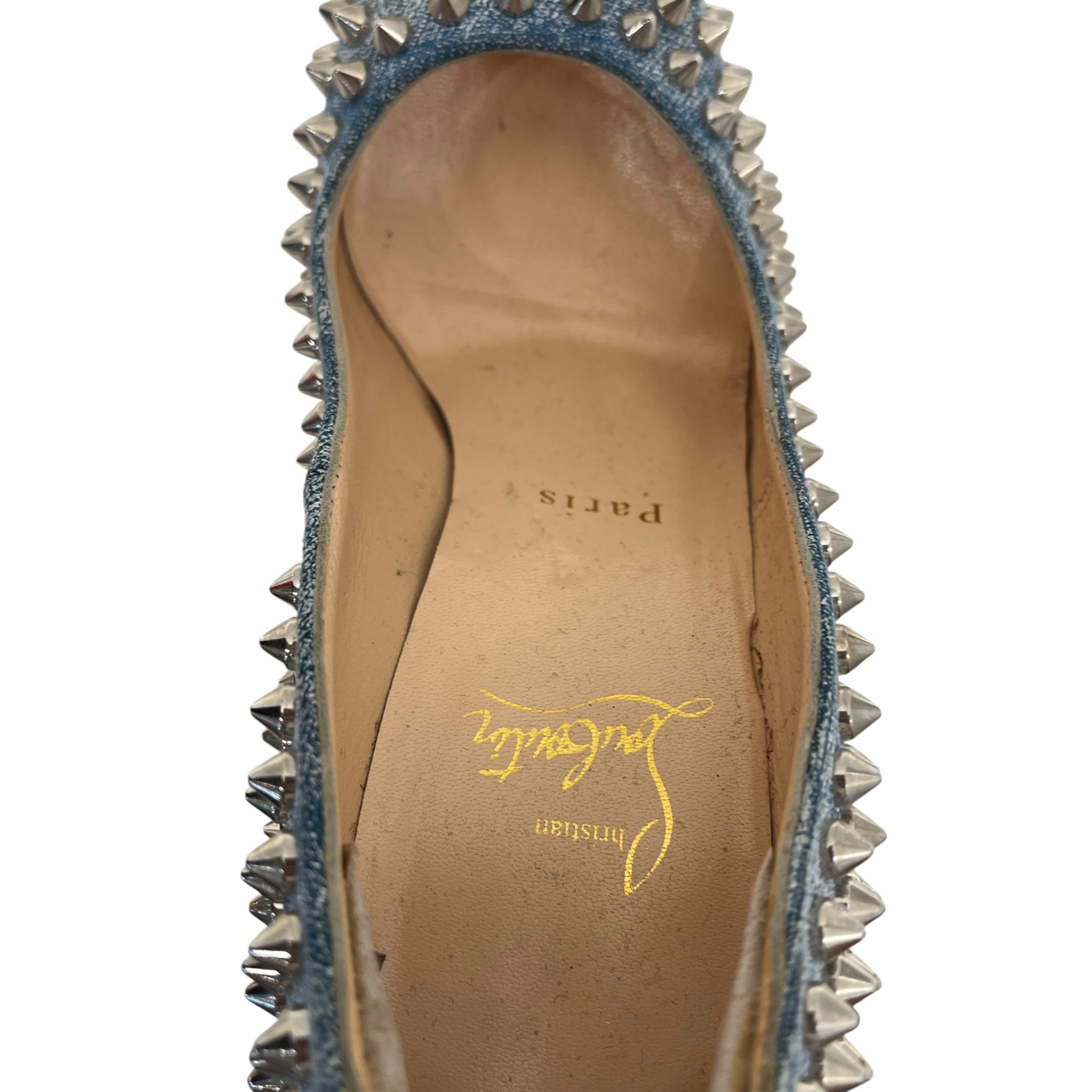 Christian Louboutin/Heels/EU 35.5/Border/Denim/BLU/U-Tip/Denim Blue Bianca Spike Pumps view 4