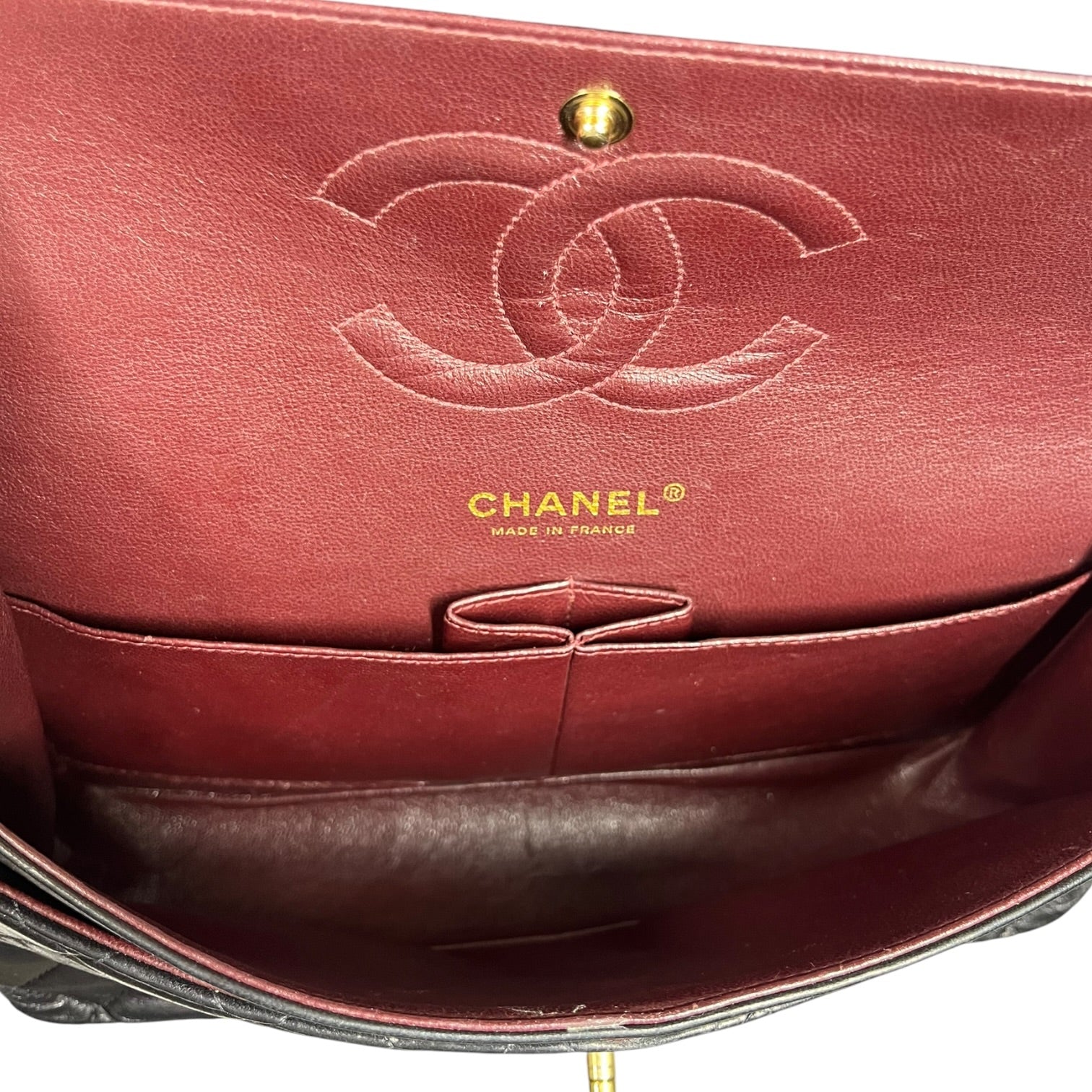 CHANEL/Hand Bag/Leather/BLK/Quilted medium double flap view 3